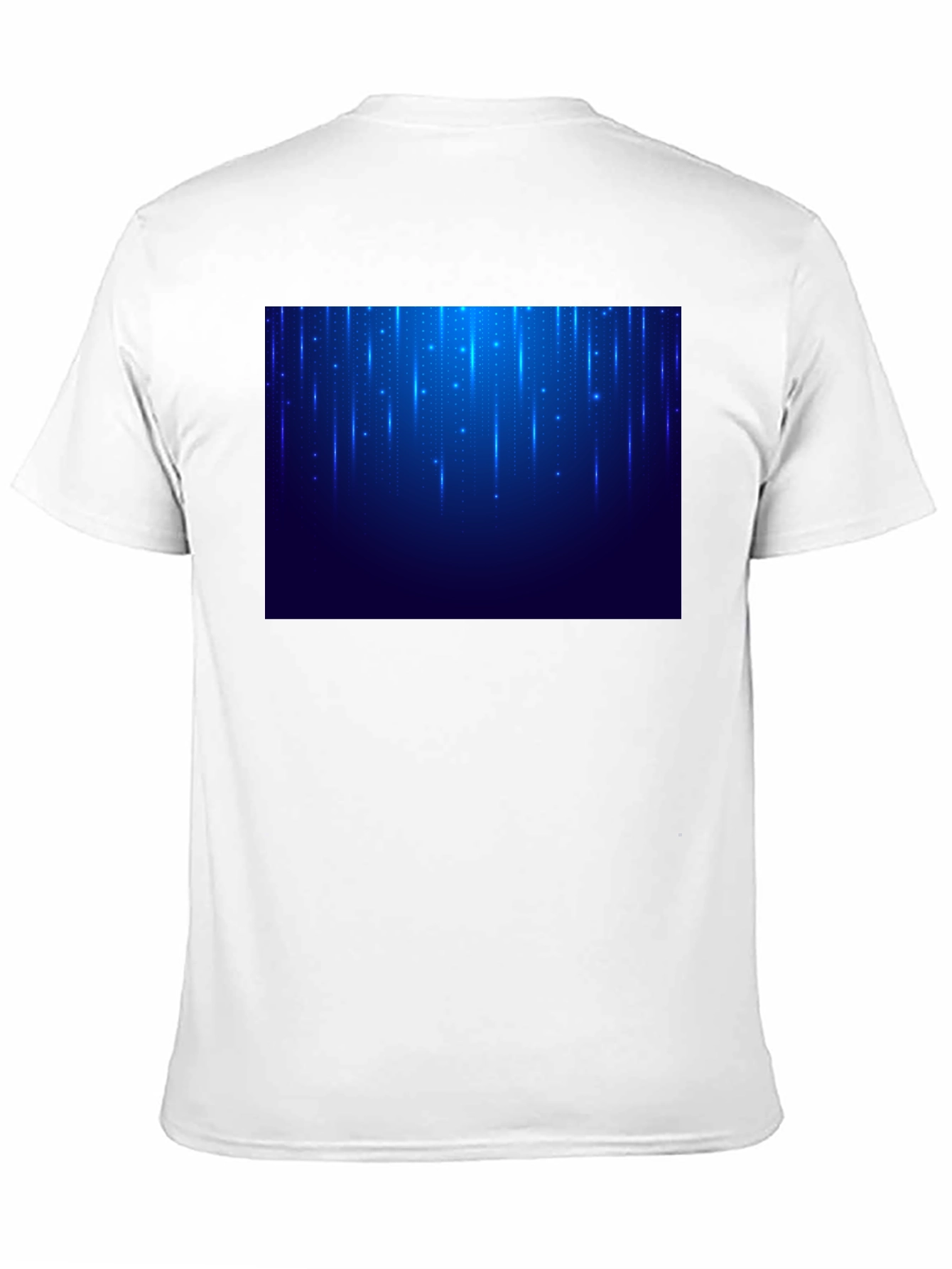 Black Men's Black T-Shirt with Blue Light Design view 11