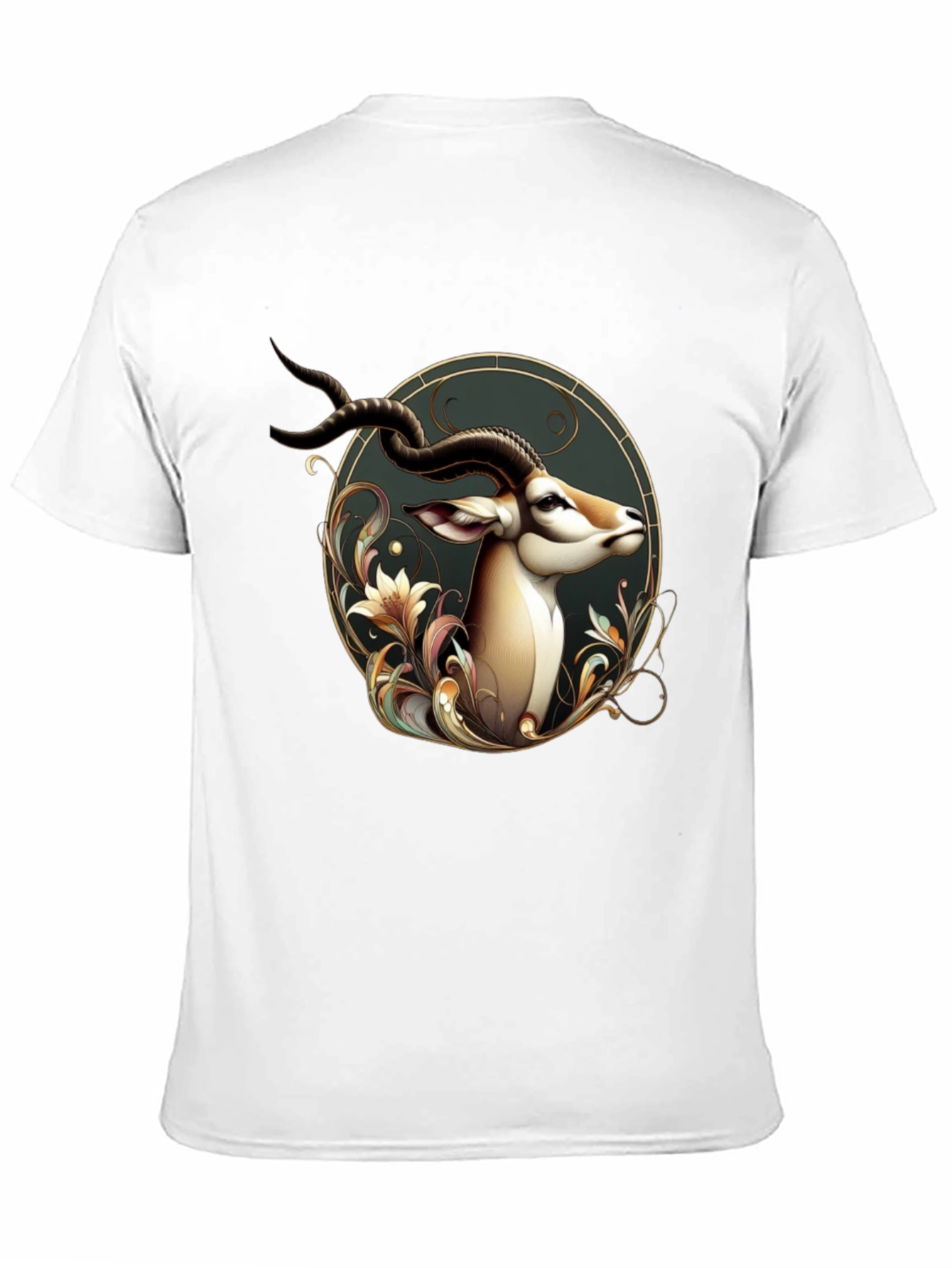 Black Elegant Antelope Graphic Tee - Men's Black T-Shirt view 11