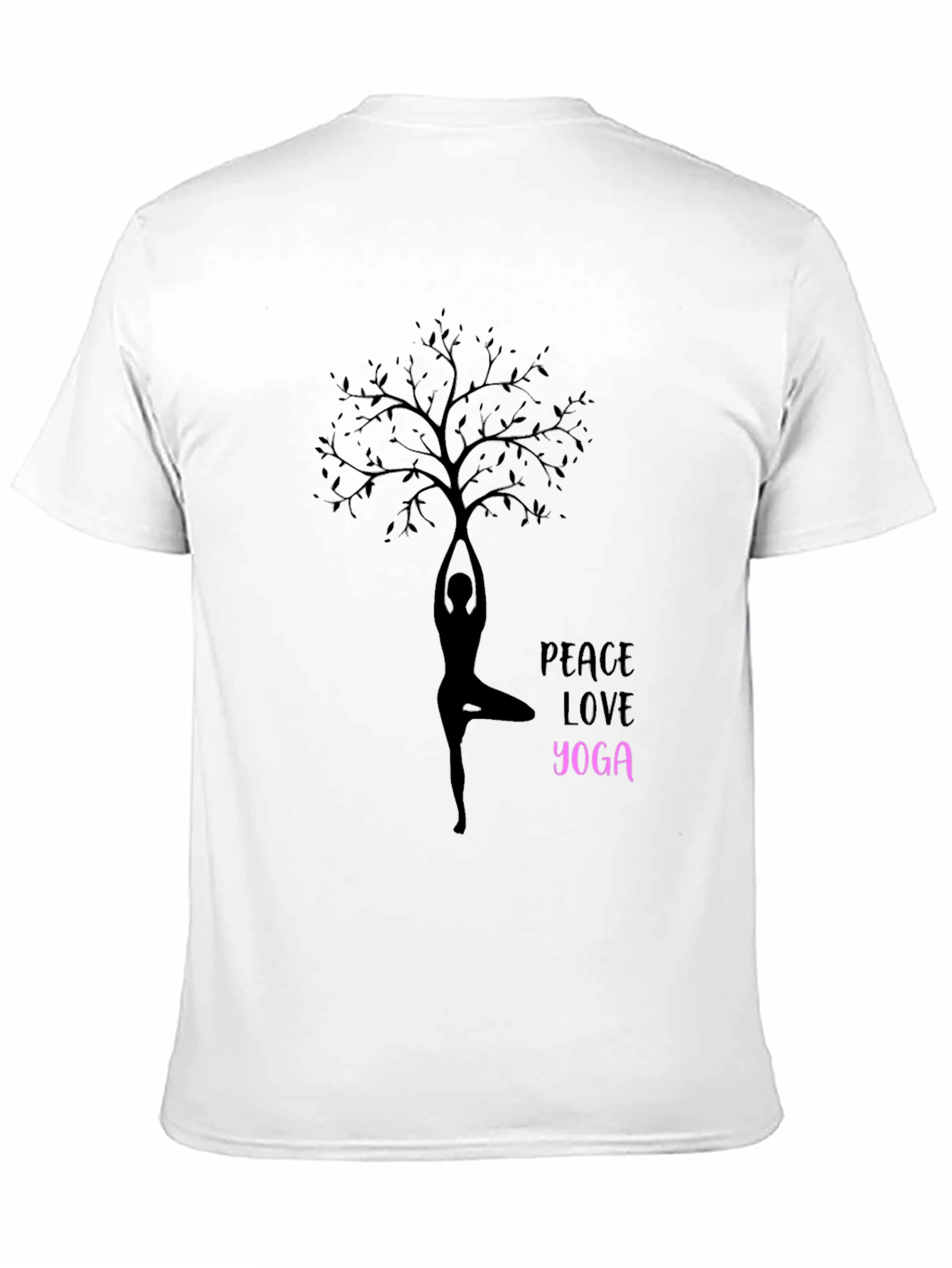 Black Peace Love Yoga T-Shirt - Black Cotton Blend Tee view 11