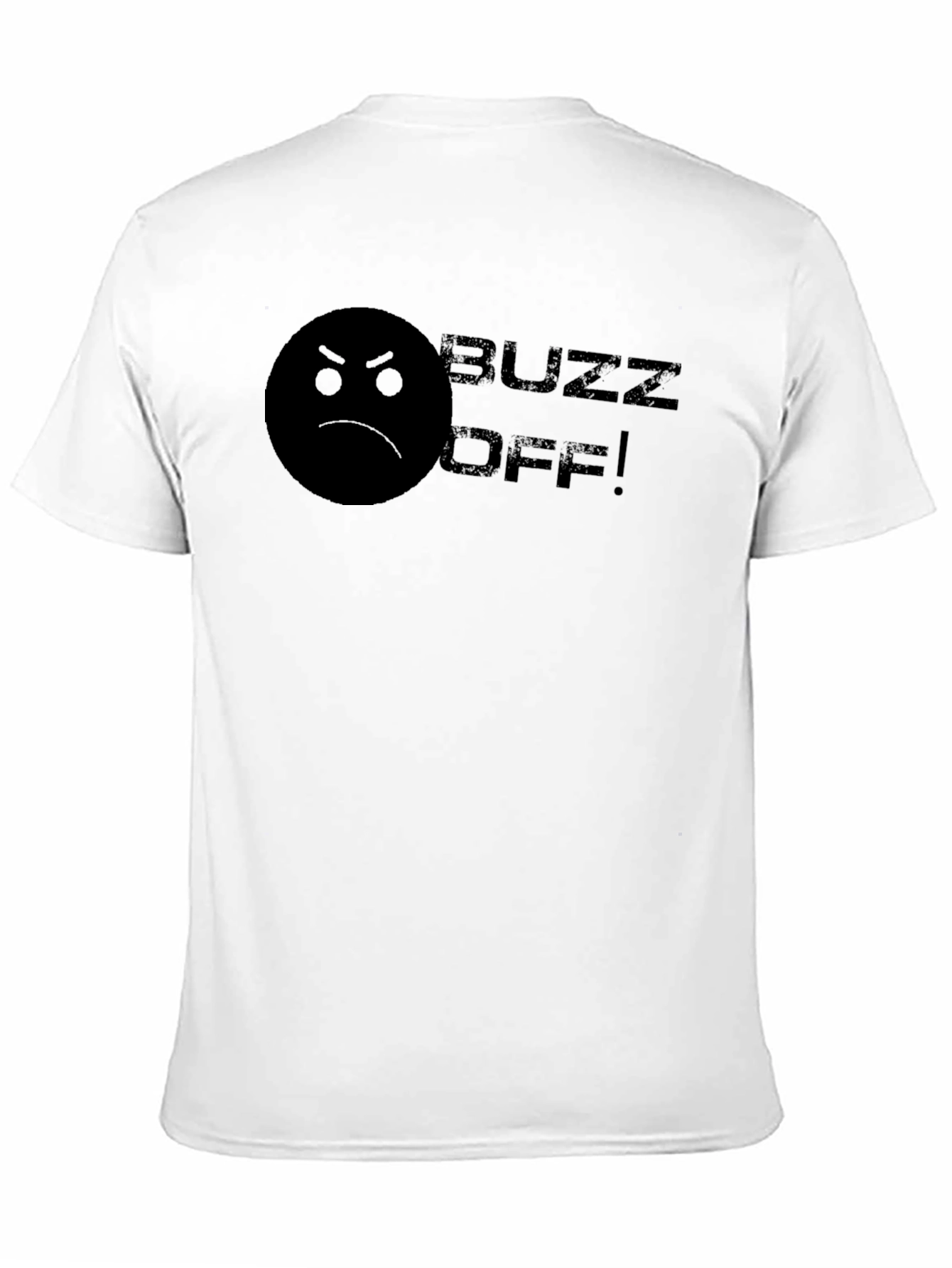 Black Buzz Off! Graphic Tee - Angry Emoji Black Cotton T-Shirt view 11