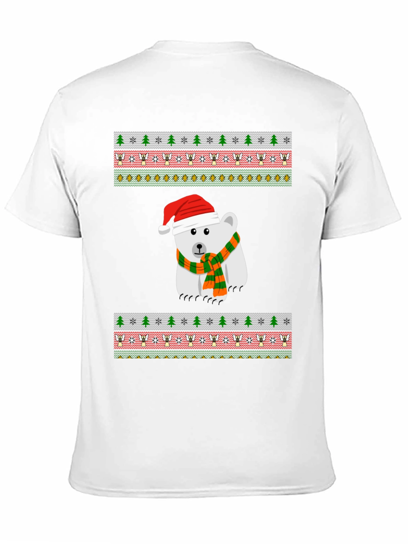 Black Festive Polar Bear Holiday T-Shirt view 11