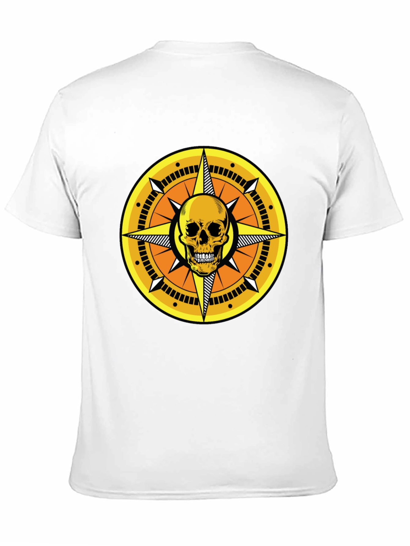 Black Skull Compass Graphic Tee - Black Cotton Shirt view 11