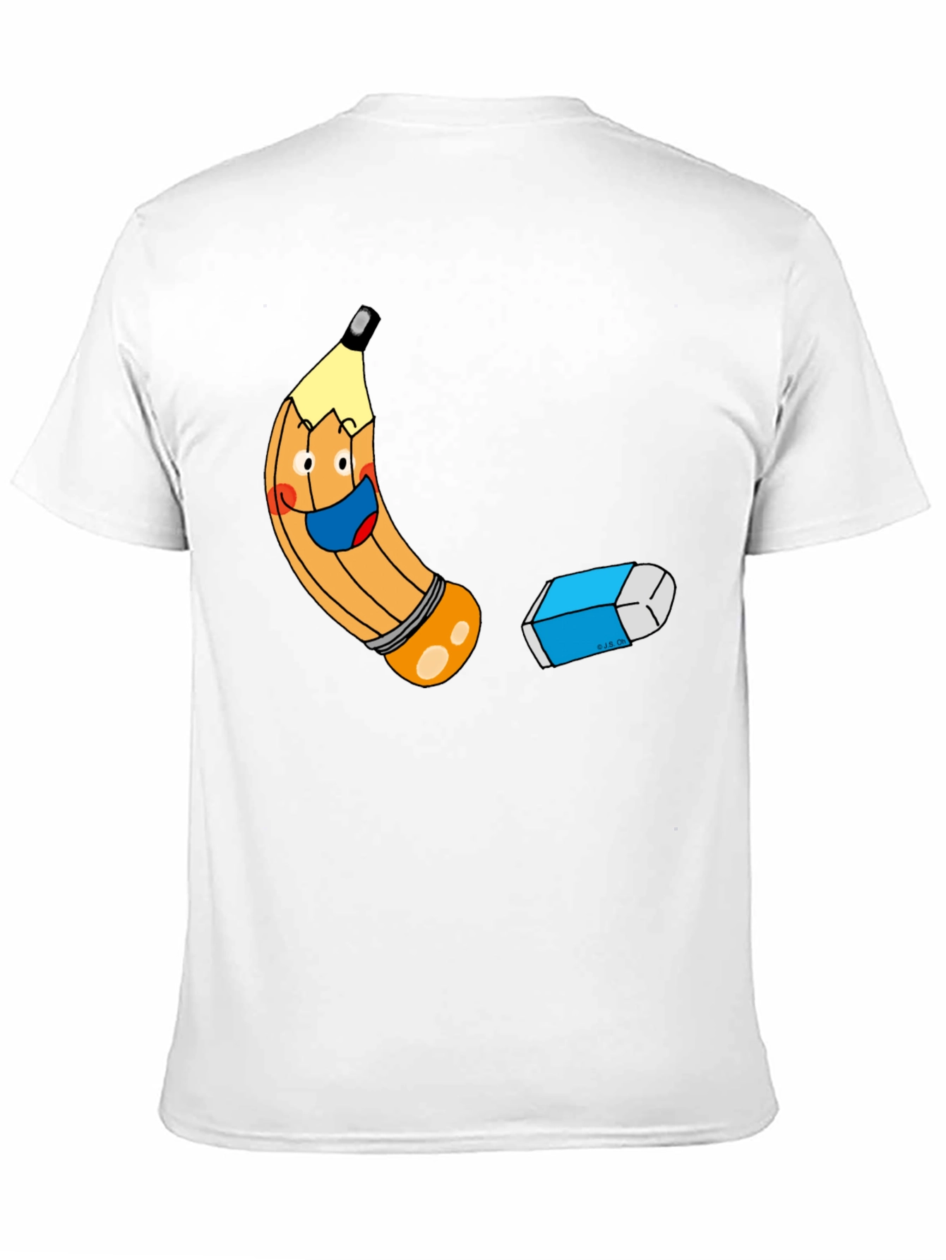 Black Cartoon Pencil & Eraser Graphic Tee view 11