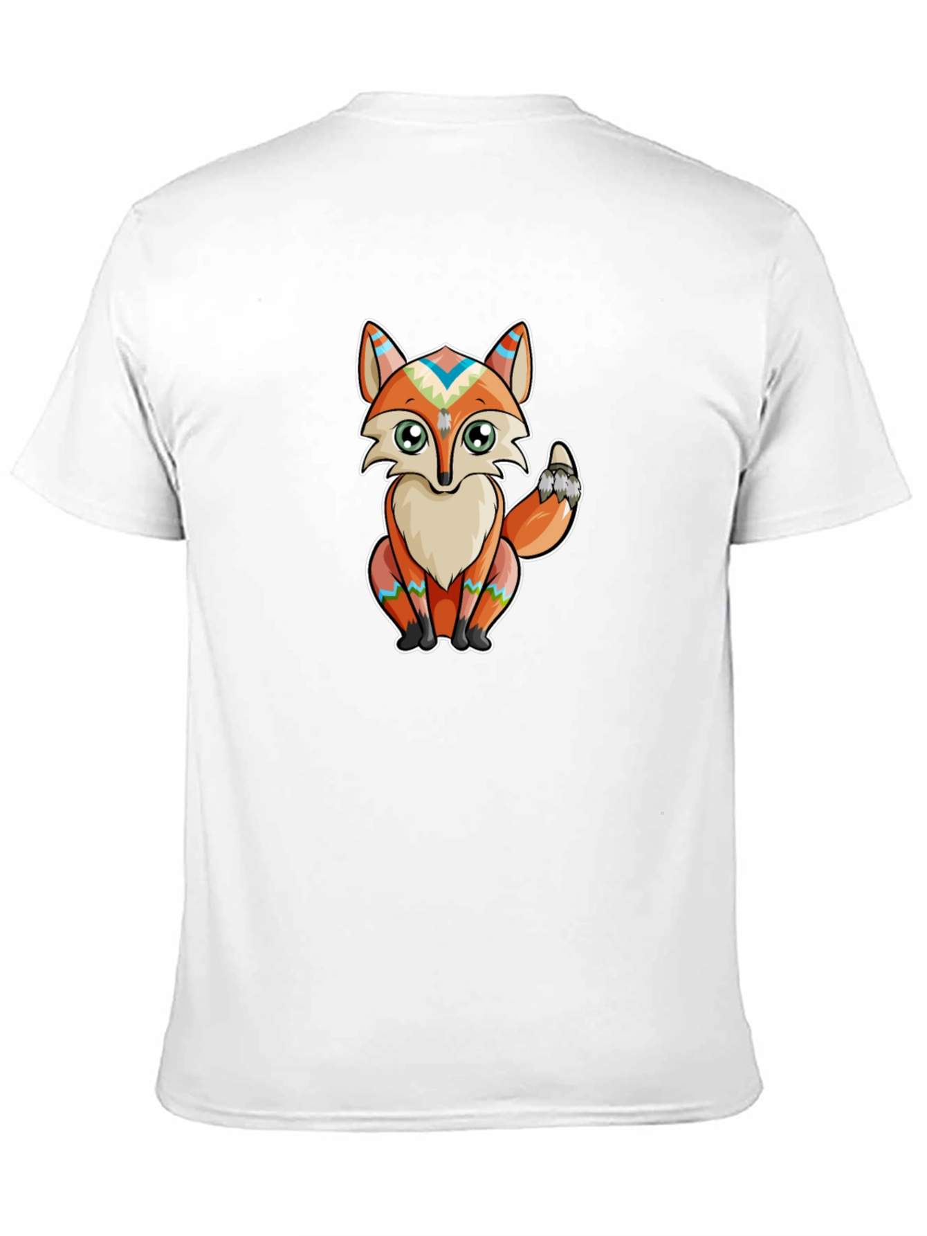 Black Tribal Fox Graphic T-Shirt - Black Crew Neck view 11