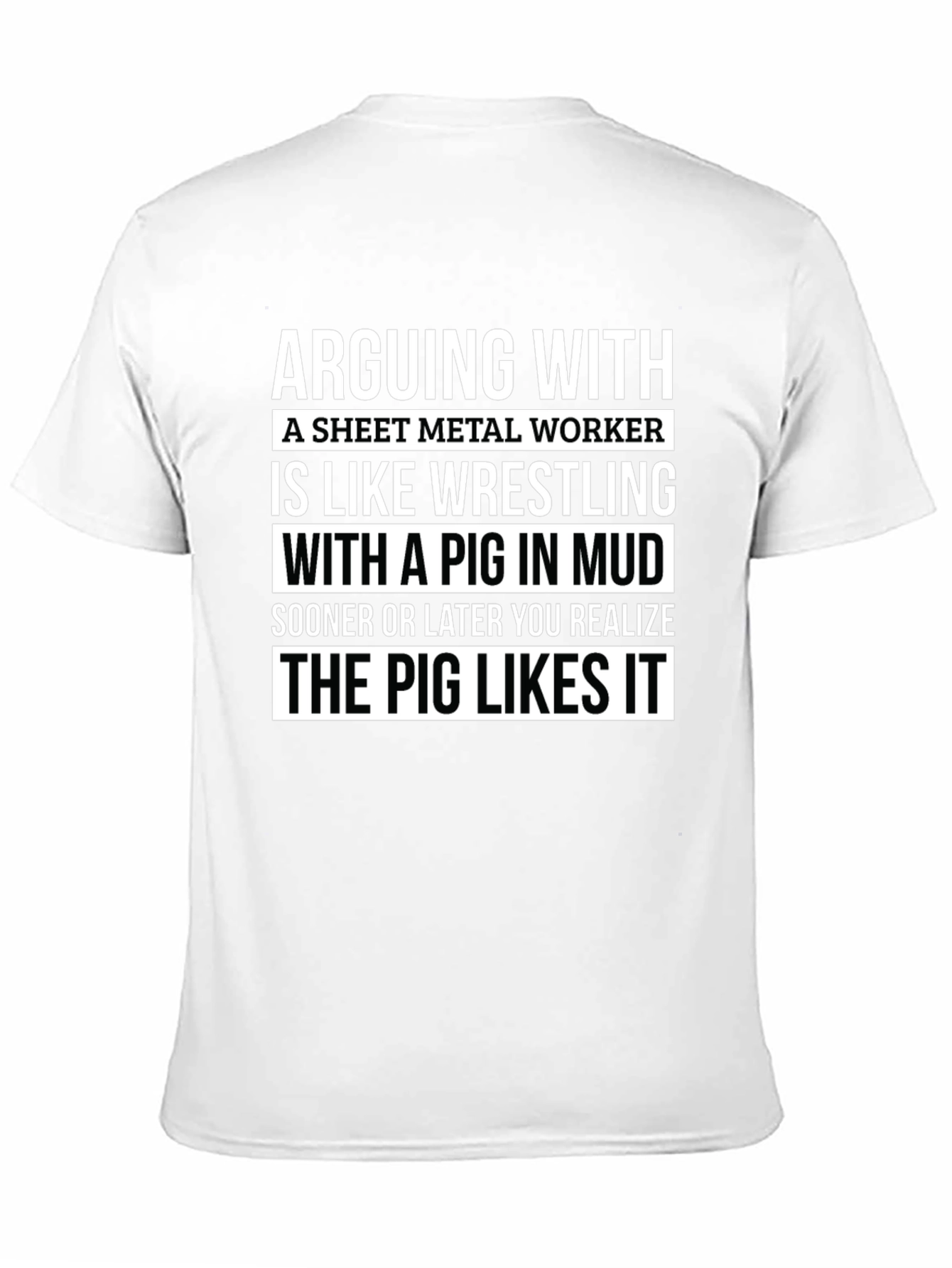 Black Sheet Metal Worker Pig T-Shirt view 11