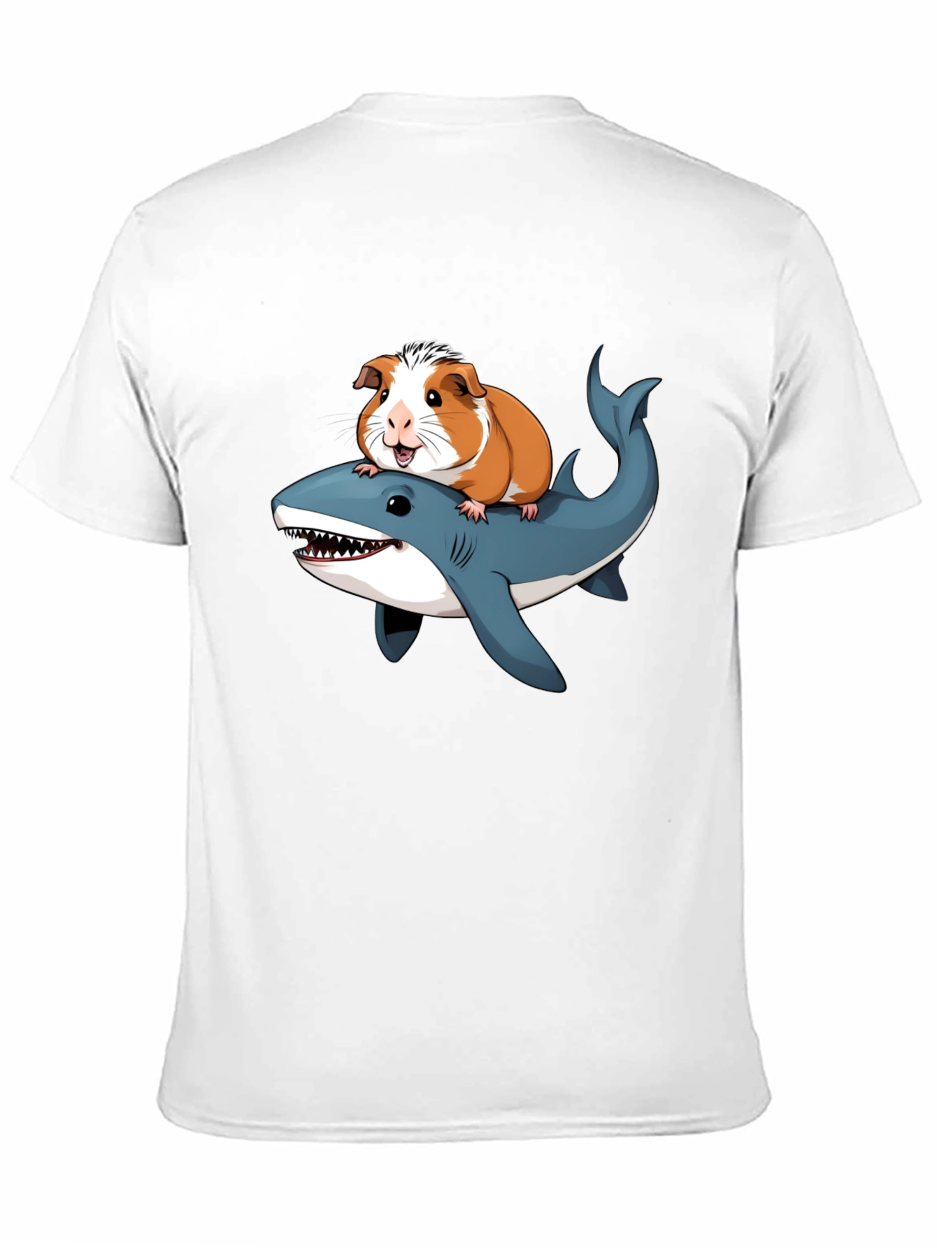 Black Guinea Pig Riding Shark Funny T-Shirt view 11
