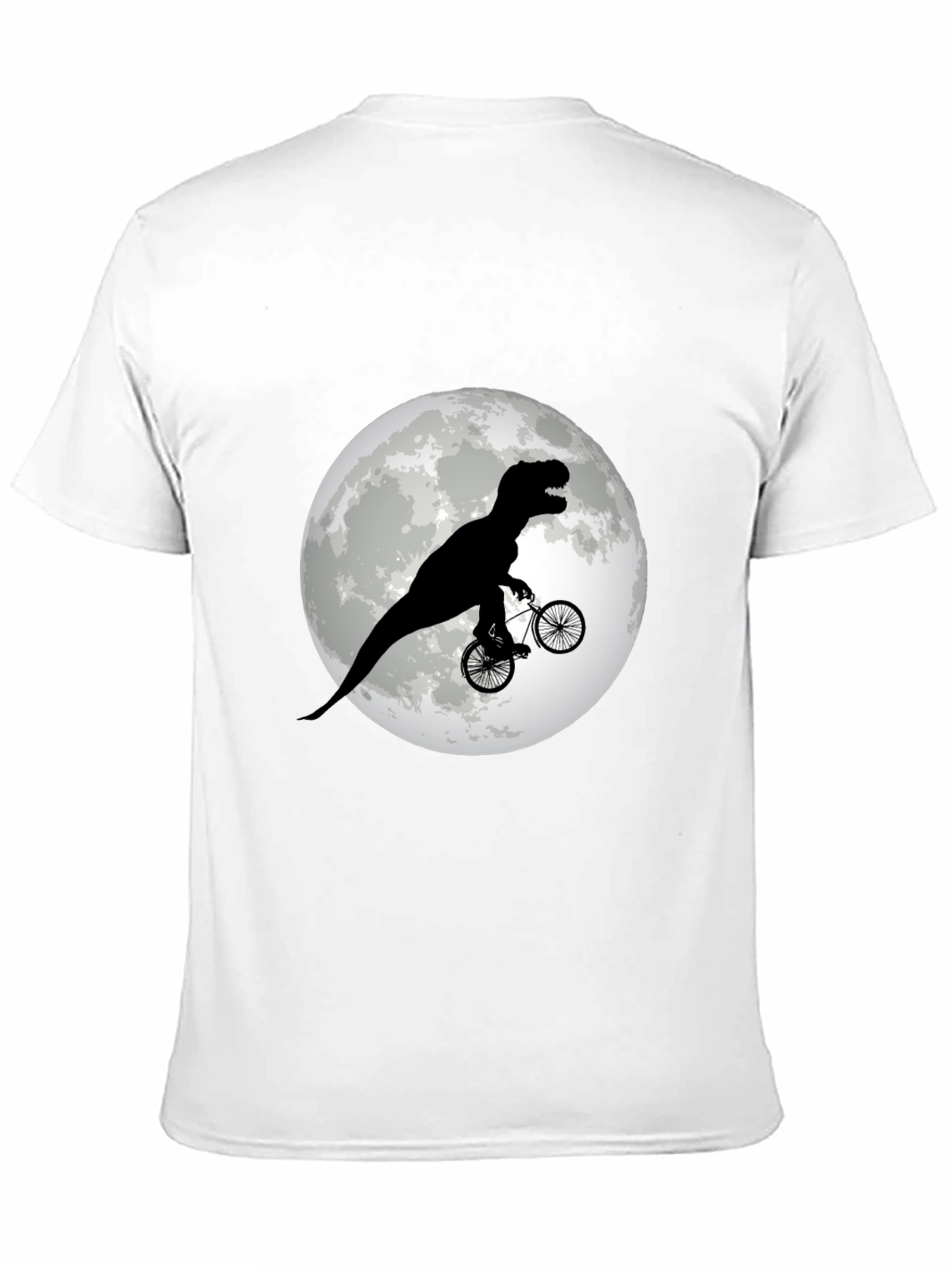 Black Dino Biker T-Shirt - Funny T-Rex Riding Bicycle Moon Tee view 11