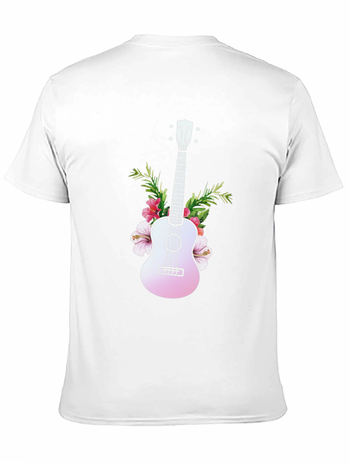 Black Tropical Ukulele Graphic Tee - Black Cotton T-Shirt view 11