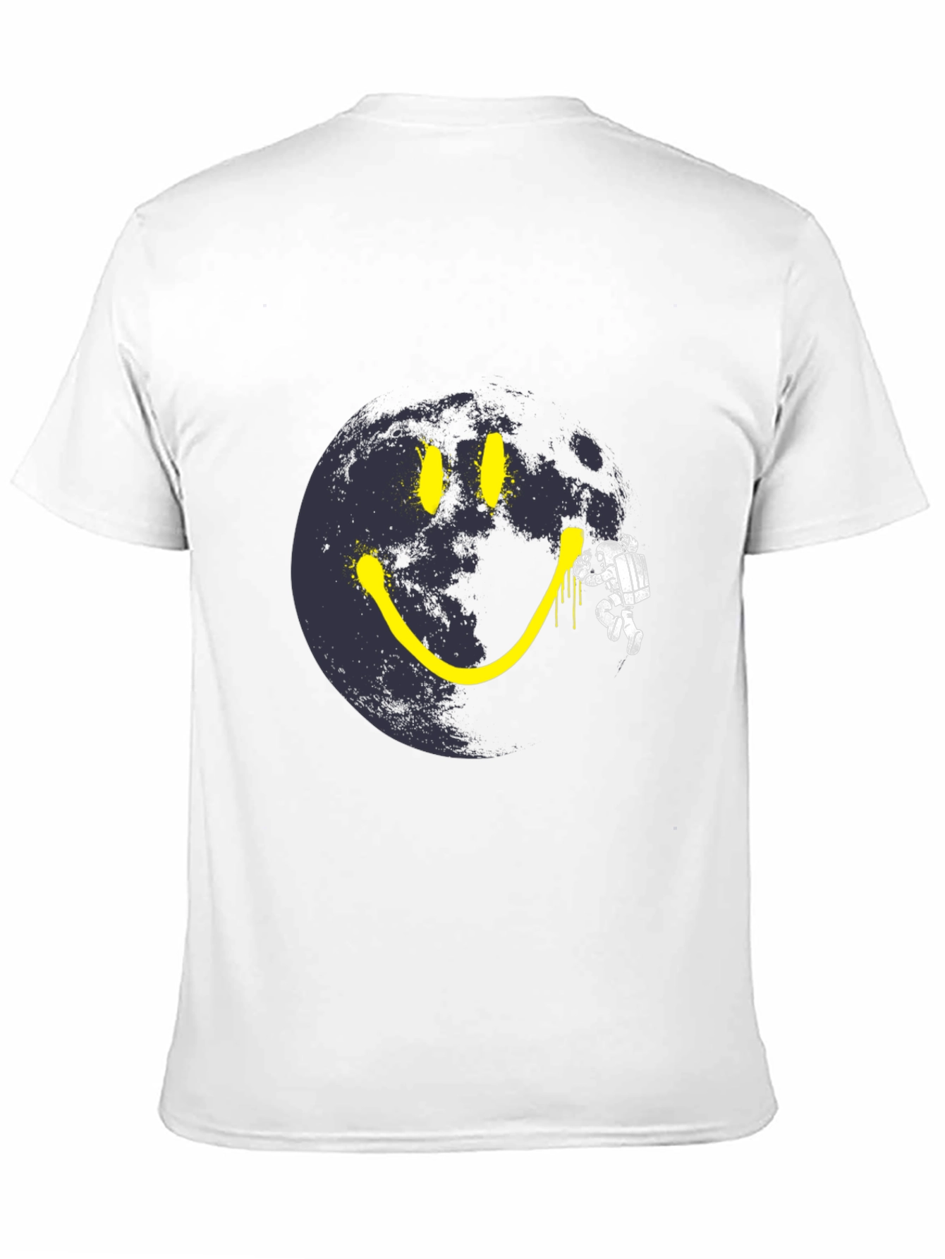 Black Astronaut Moon Smile T-Shirt - Black Cotton Graphic Tee view 11