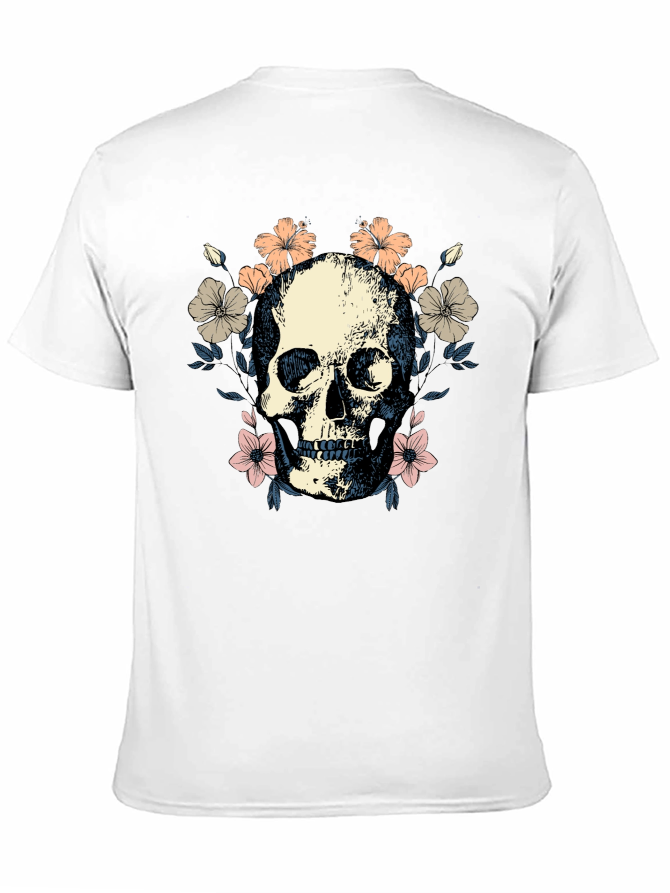 Black Floral Skull Graphic Tee - Stylish Black T-Shirt view 11