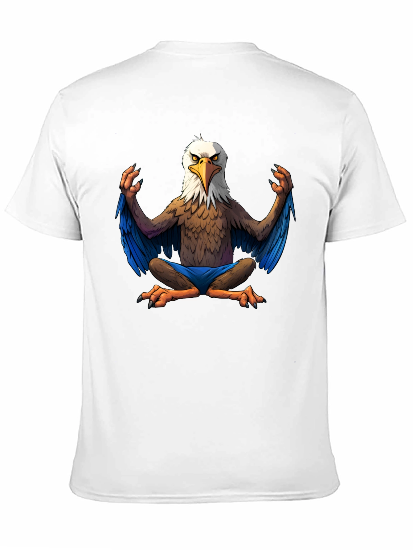 Black Meditating Eagle Cartoon T-Shirt view 11