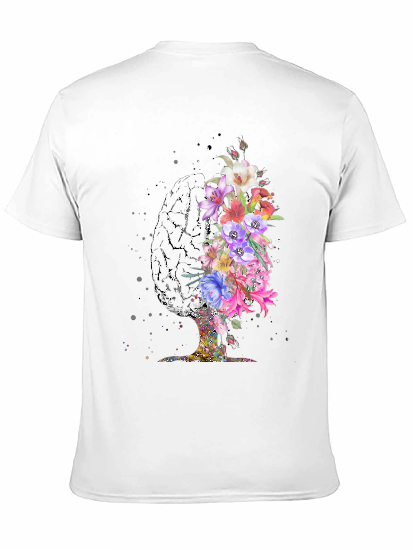 Black Floral Brain Graphic T-Shirt view 11