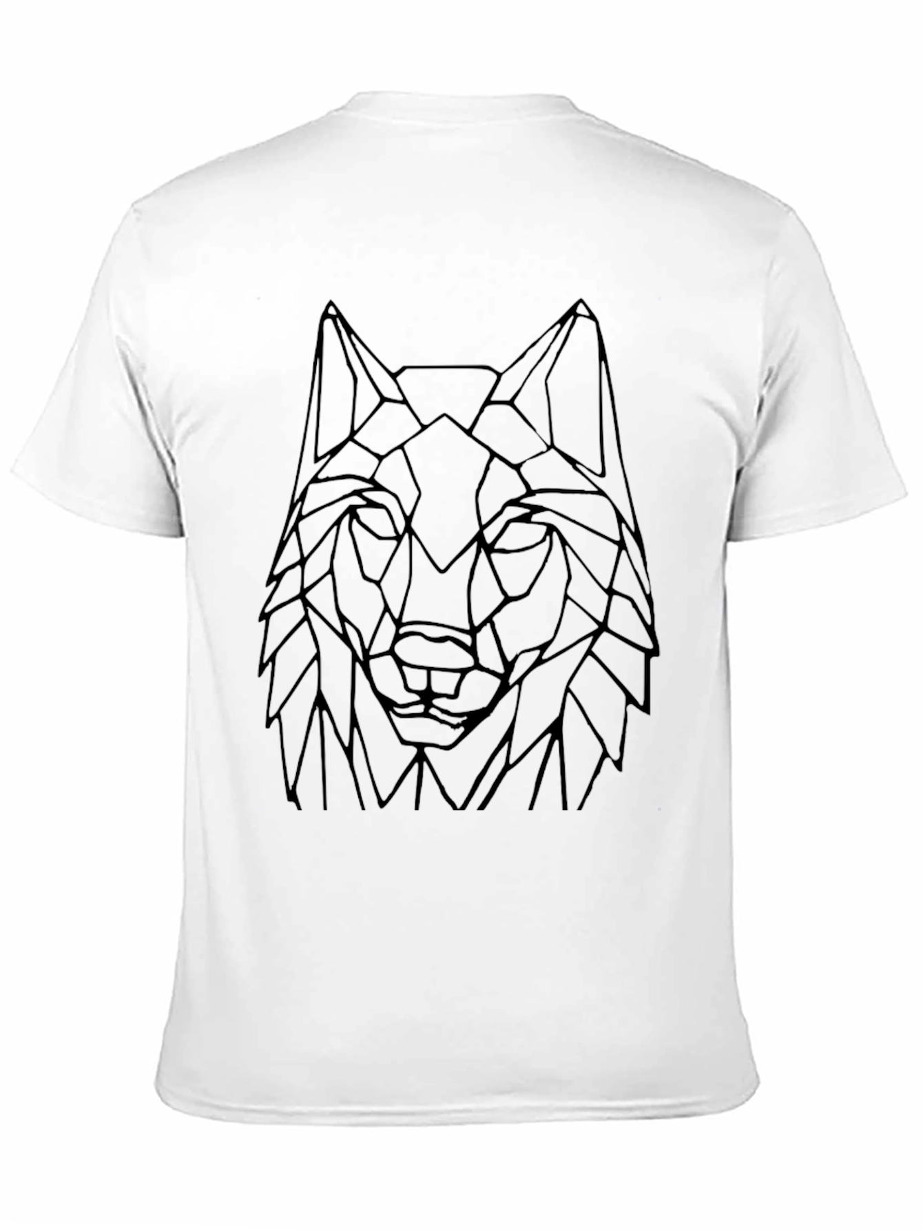 Black Geometric Wolf Head Black Graphic Tee view 11