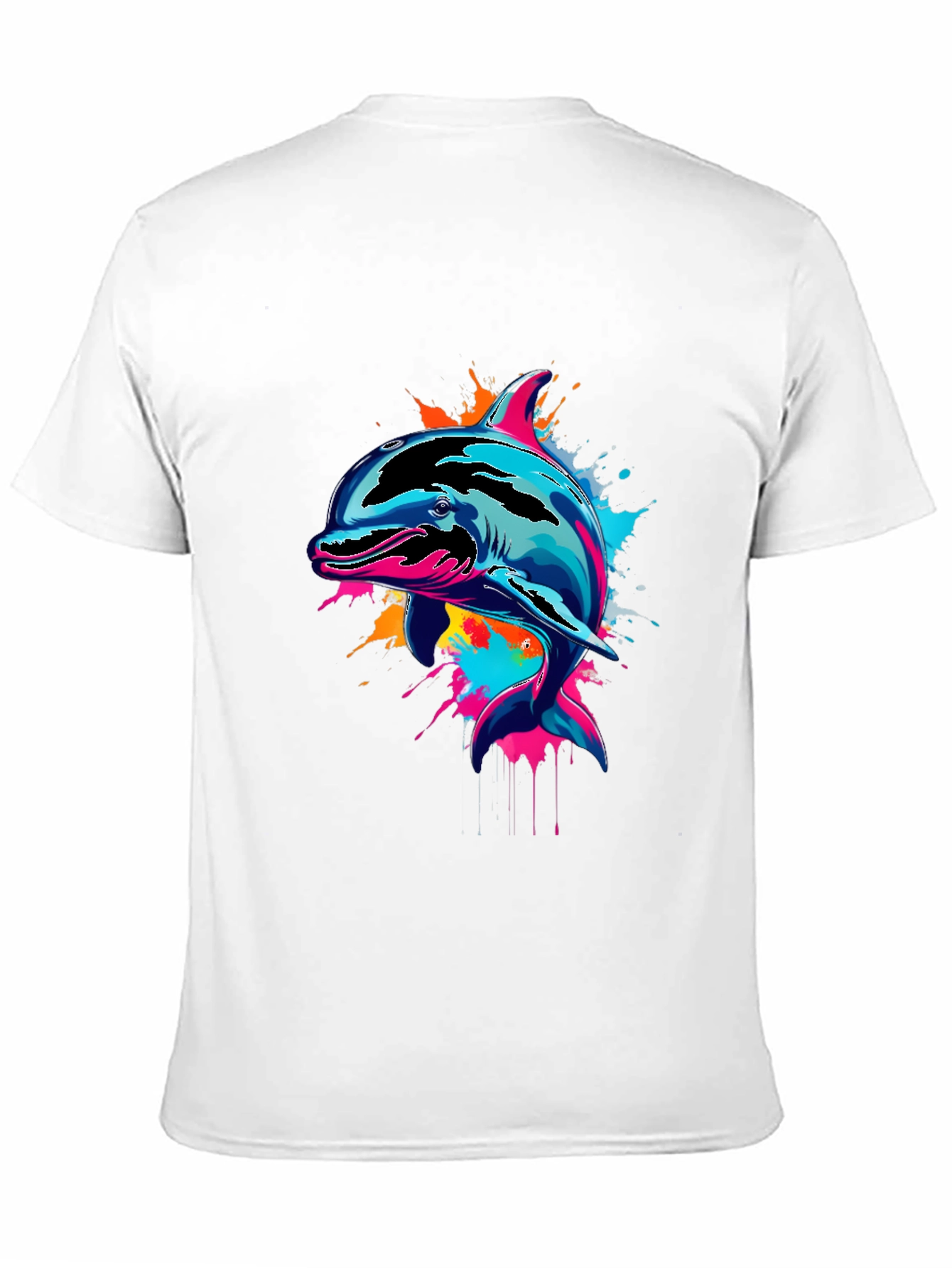 Black Vibrant Dolphin Graphic Tee - Men's Black T-Shirt view 11
