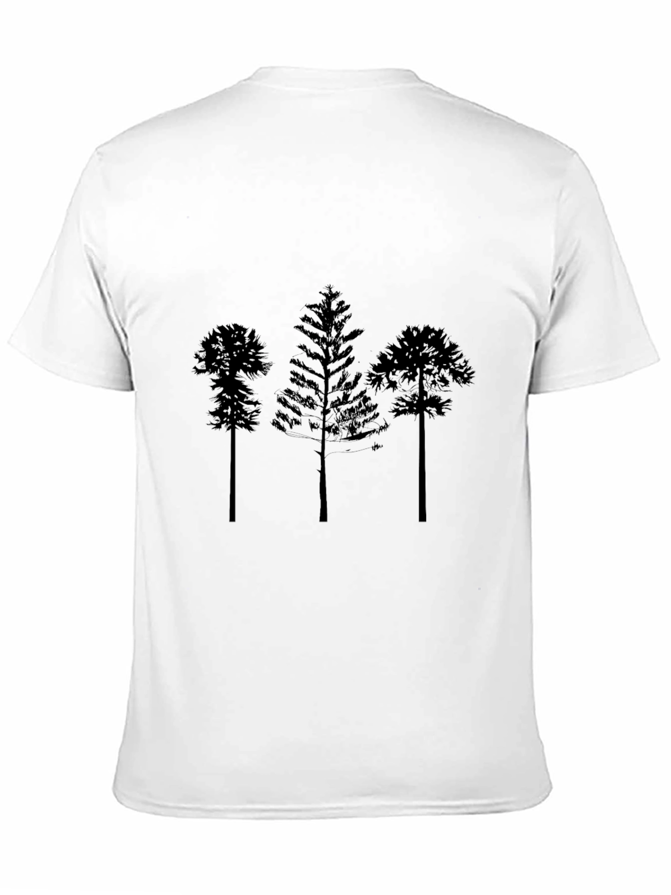 Black Men's Black T-Shirt with Tree Silhouette Design view 11