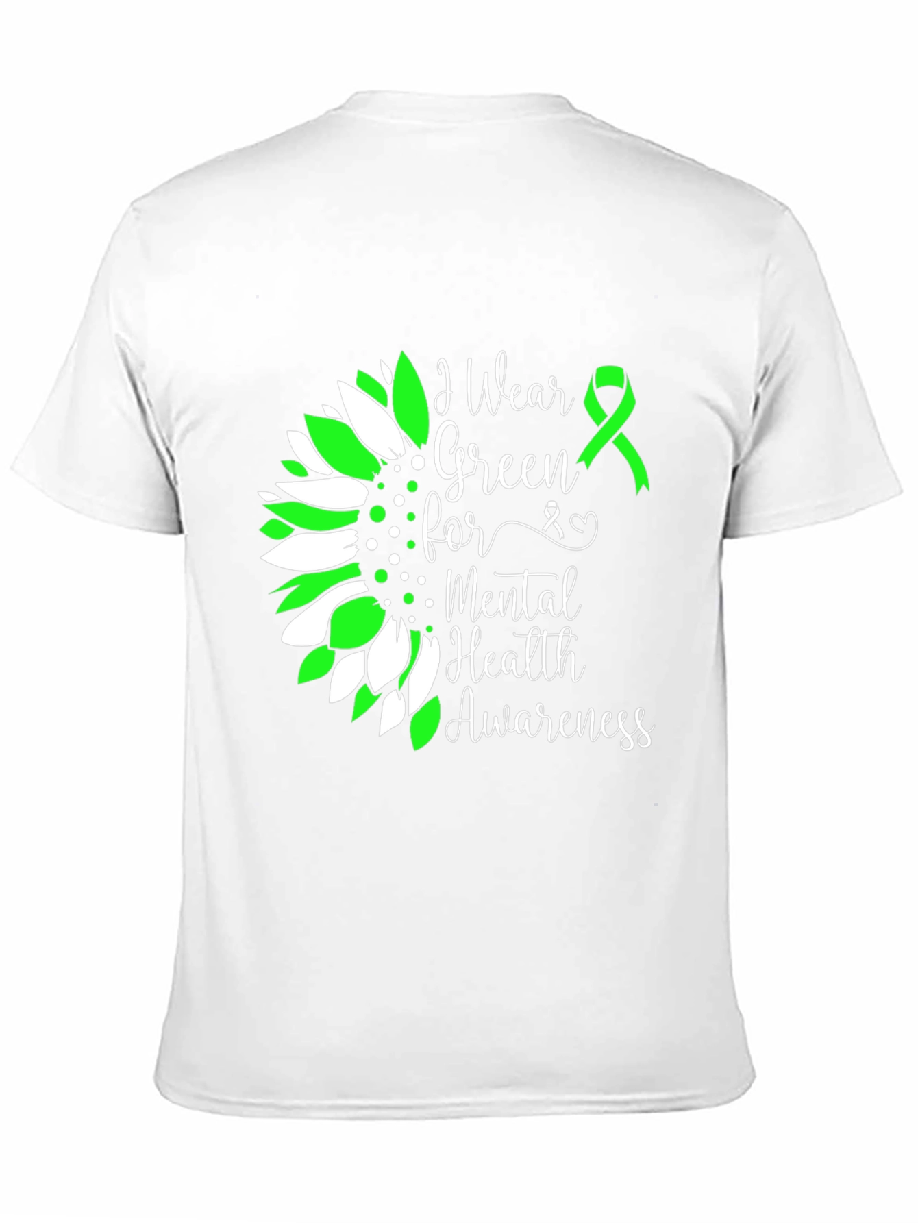 Mental Health Awareness T-Shirt Green Ribbon Sunflower - 11