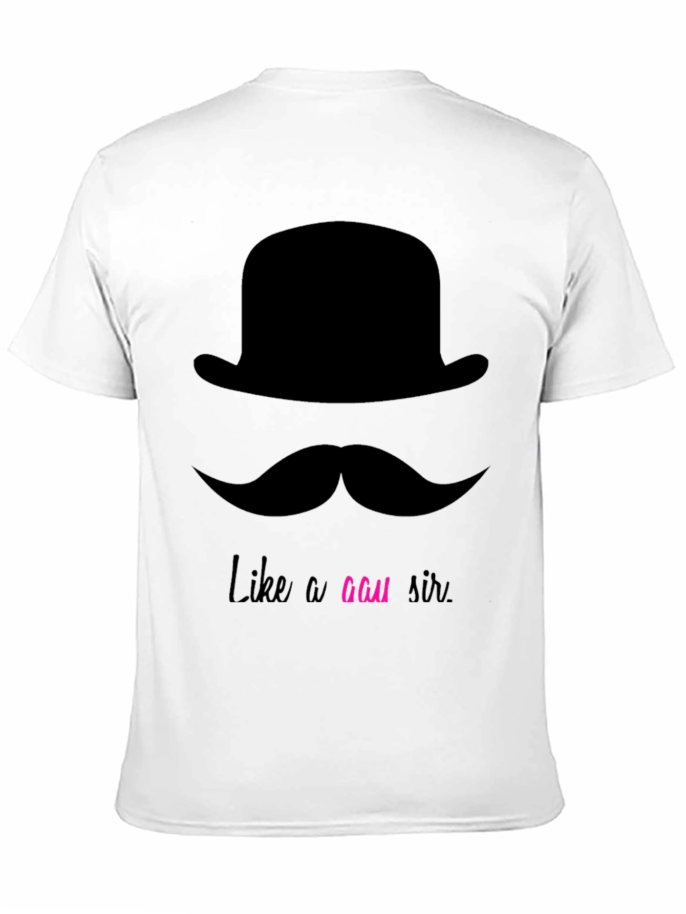 Black Dapper Mustache & Bowler Hat Graphic Tee - Like a GAU Sir view 11