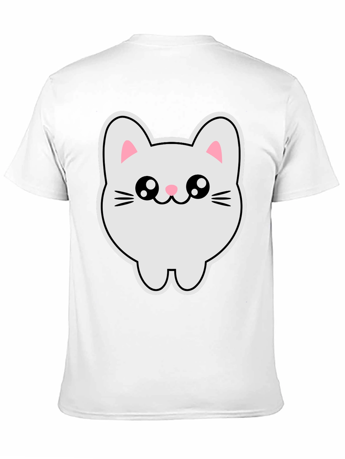 Black Cute Kawaii Cat T-Shirt - Black Cotton Tee view 11