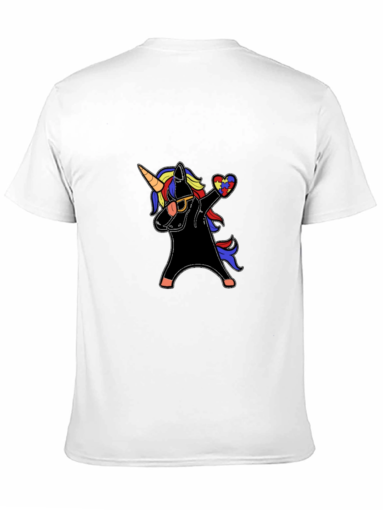 Black Unicorn Autism Awareness Dabbing T-Shirt view 11