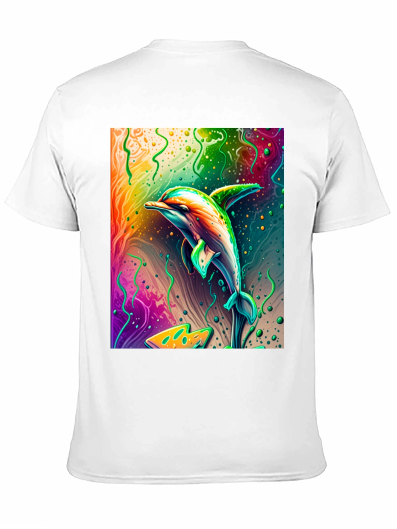 Black Vivid Dolphin Graphic T-Shirt - Black Cotton Tee view 11