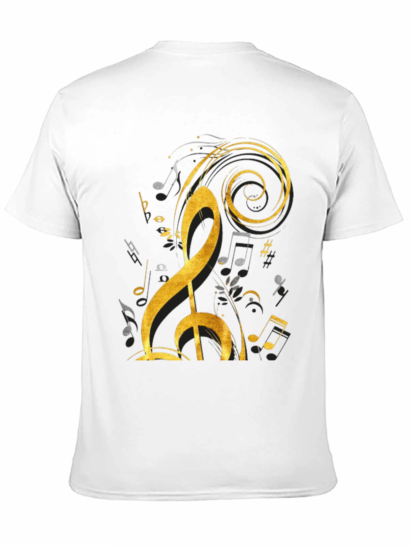 Black Musical Note Graphic Tee - Black Cotton T-Shirt view 11