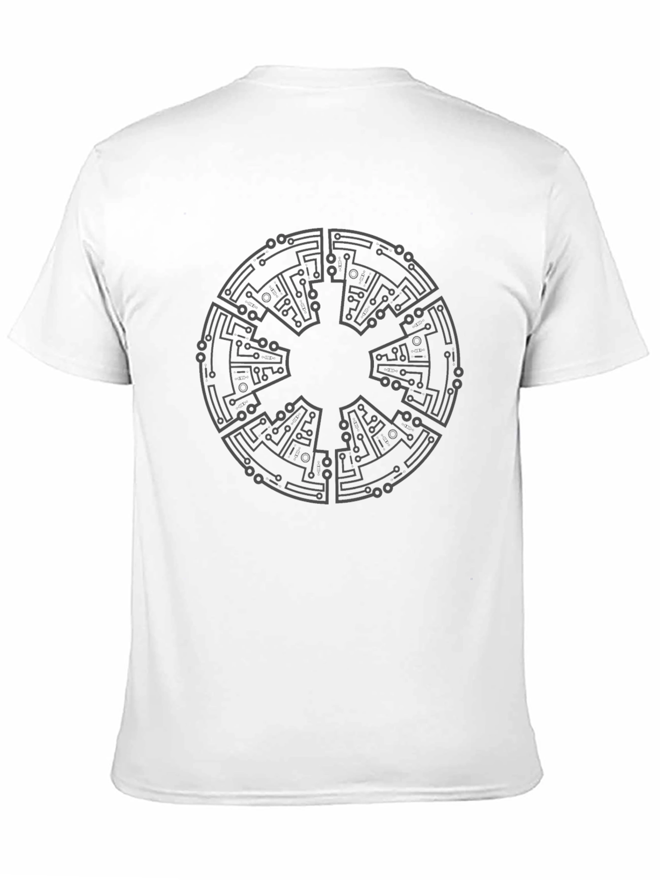 Black Tech Circuit Mandala Black T-Shirt view 11