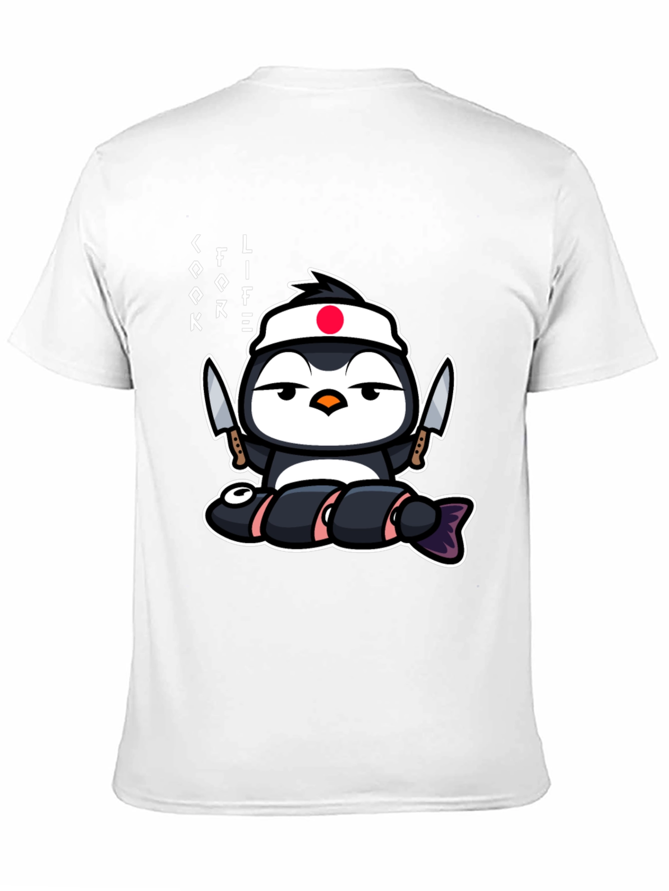Black Sushi Chef Penguin T-Shirt - Cook Life view 11