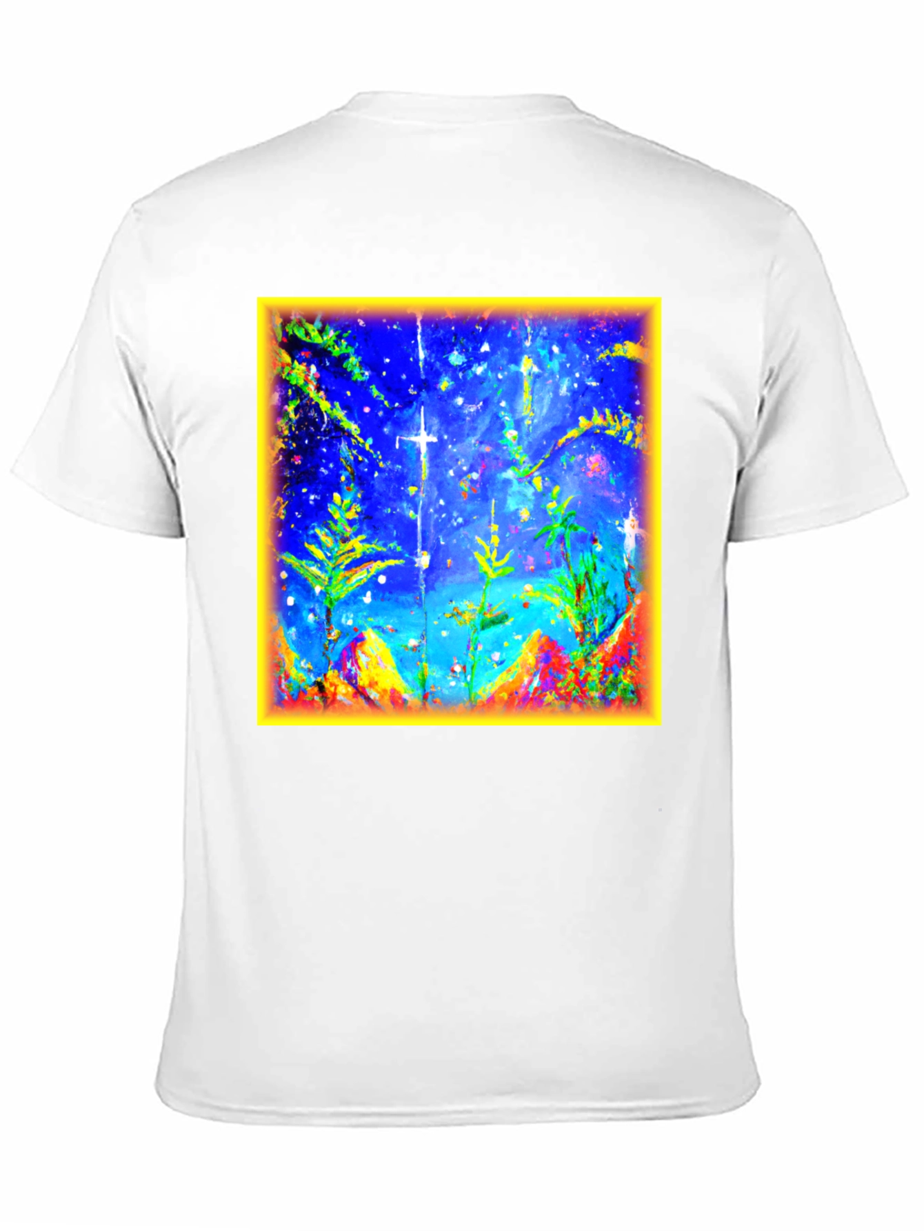 Black Abstract Art Graphic Tee - Men's Black Cotton T-Shirt view 11