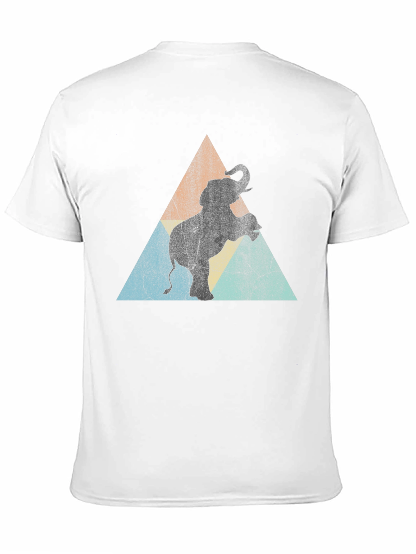 Black Elephant Retro Triangle Men's Black T-Shirt view 11