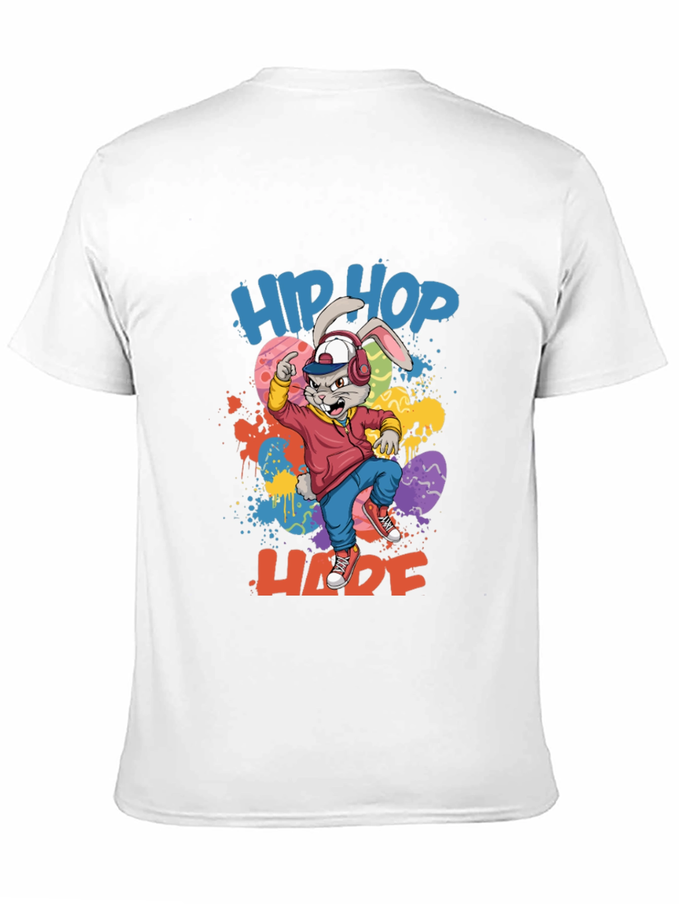 Black Hip Hop Hare Graphic Tee - Cool Bunny T-Shirt view 11