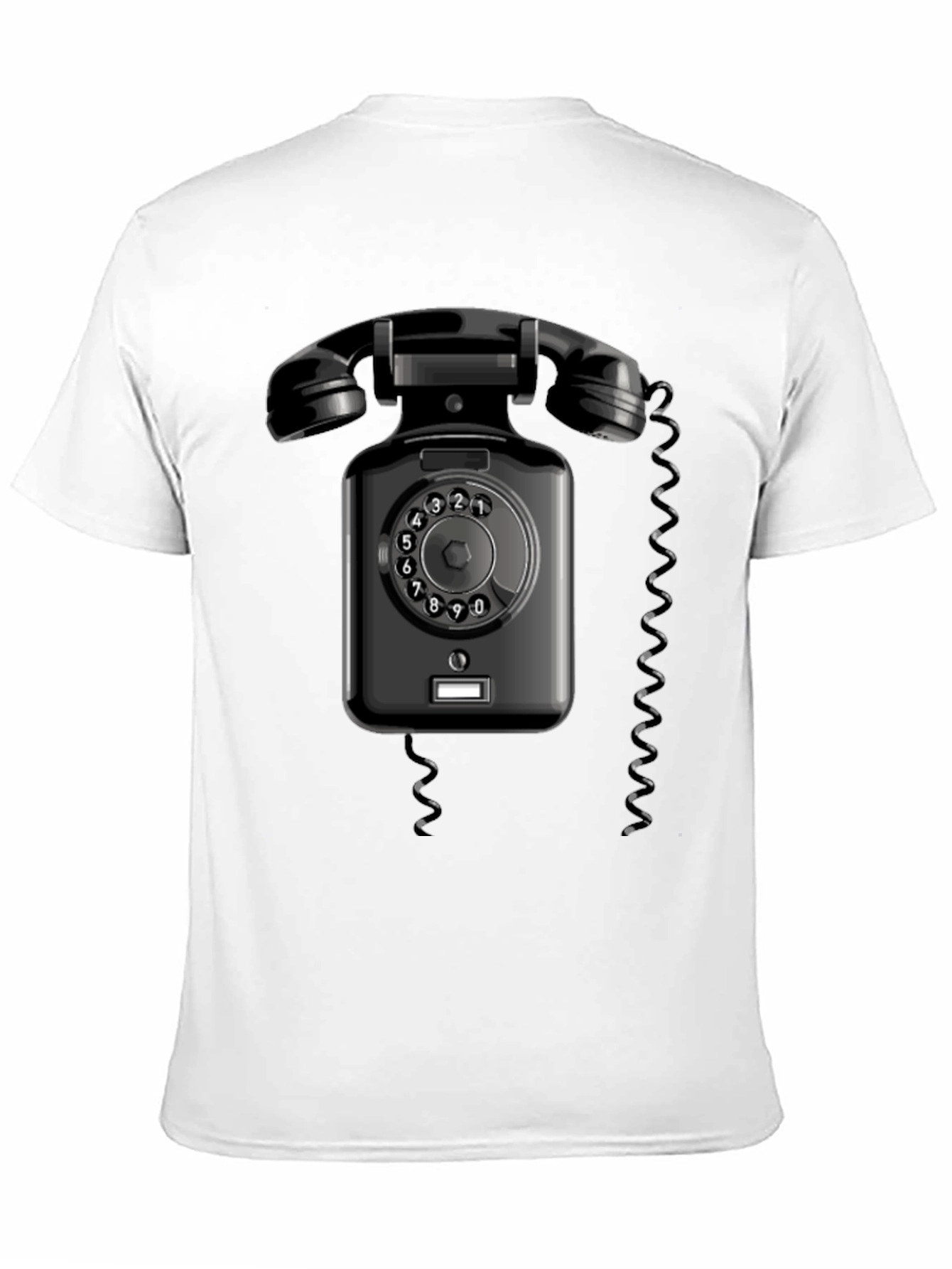 Black Vintage Rotary Phone Graphic T-Shirt - Retro Style view 11