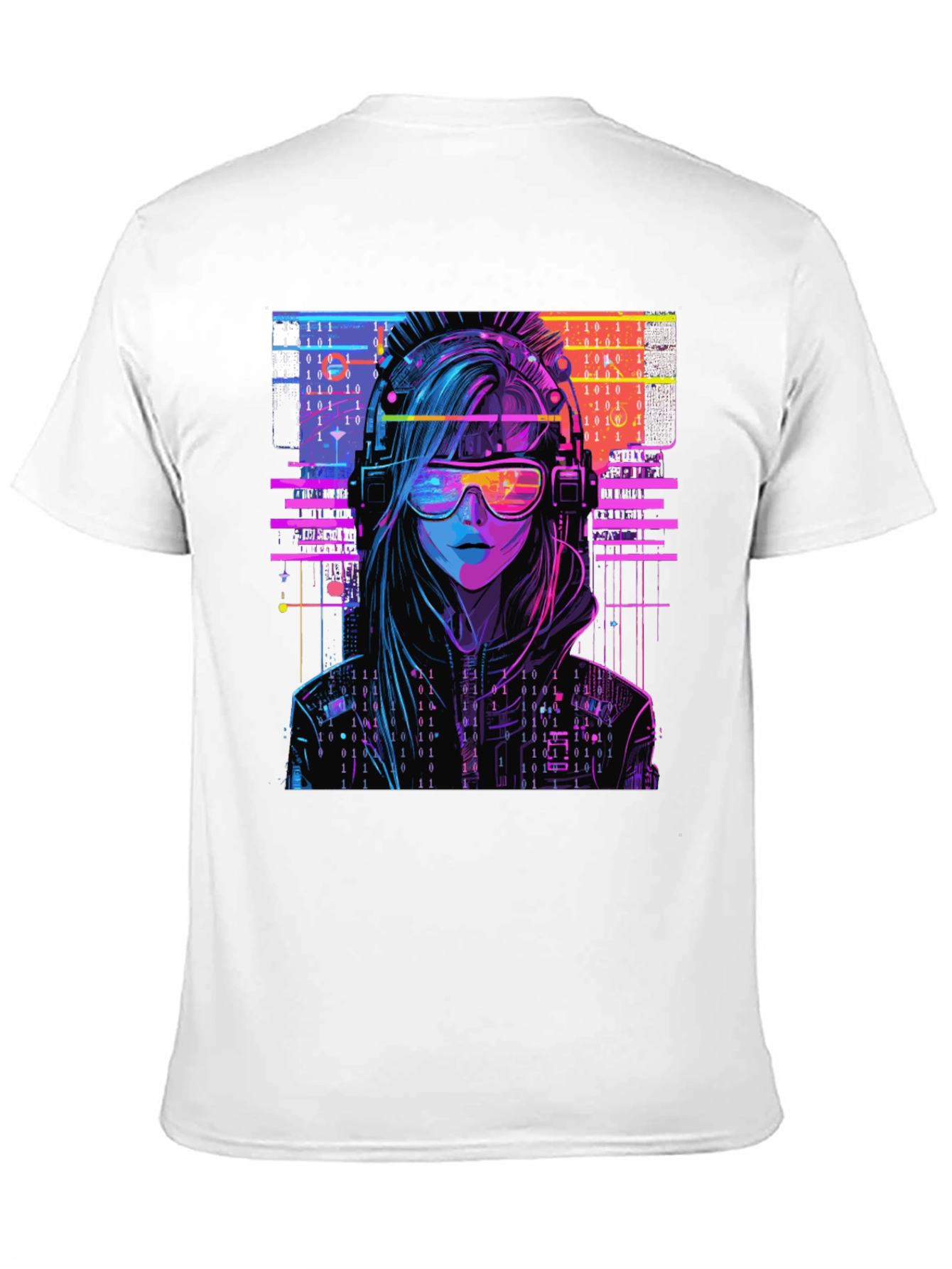 Cyberpunk Girl T-Shirt - Binary Code Design - 11
