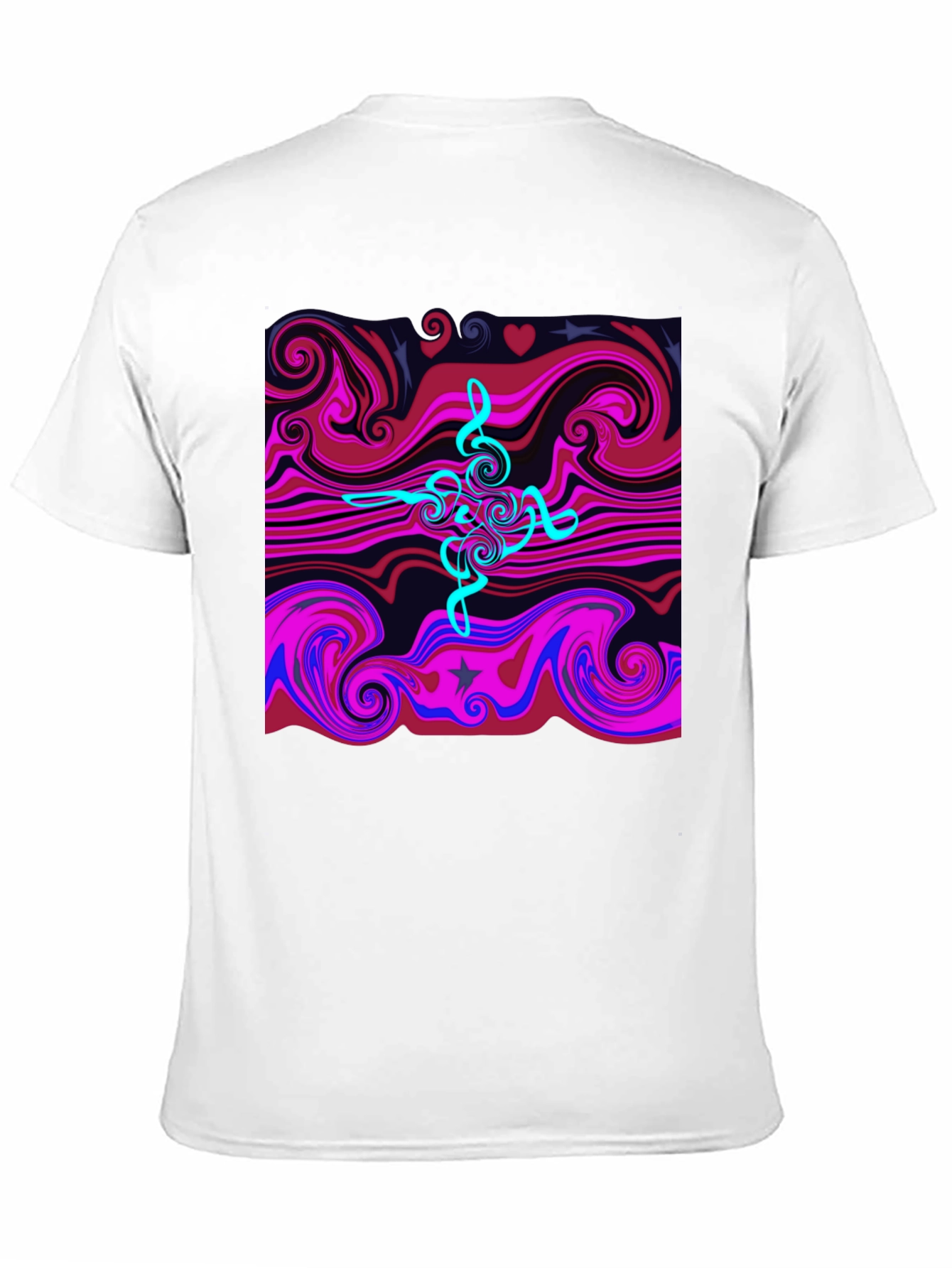 Black Abstract Swirl Tee - Cool Graphic Print Black T-Shirt view 11