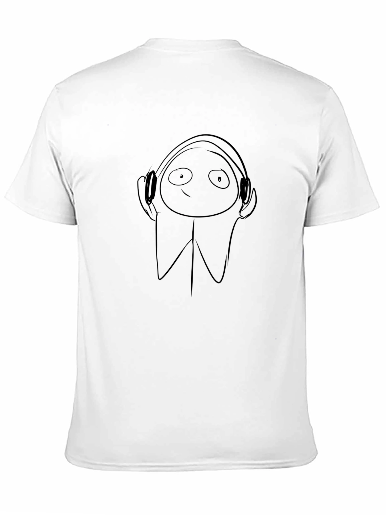 Black Minimalist Headphone Character Black T-Shirt view 11