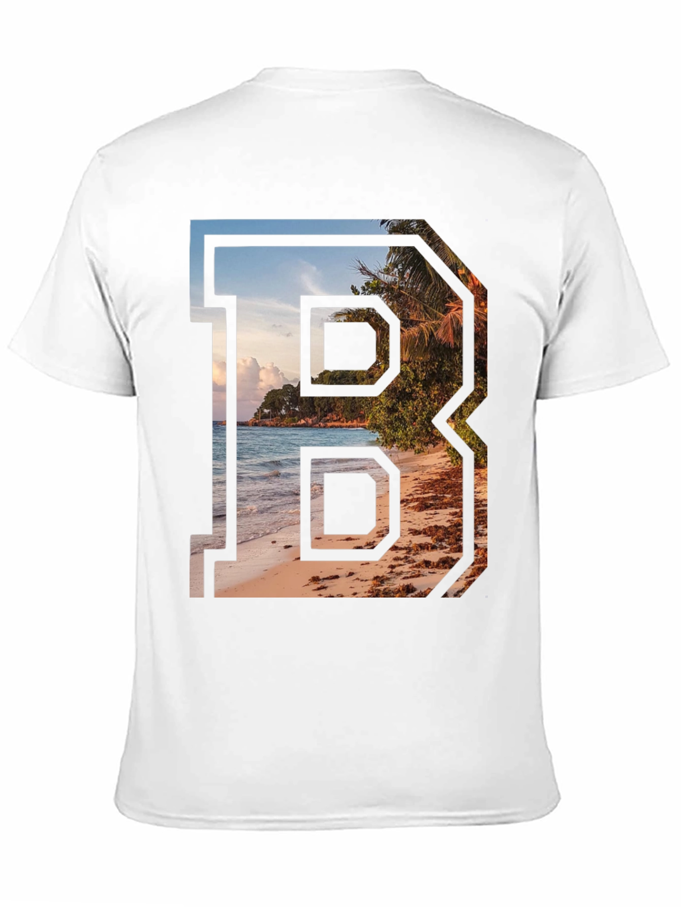 Beach Letter B Graphic Tee - Tropical Getaway Shirt - 11