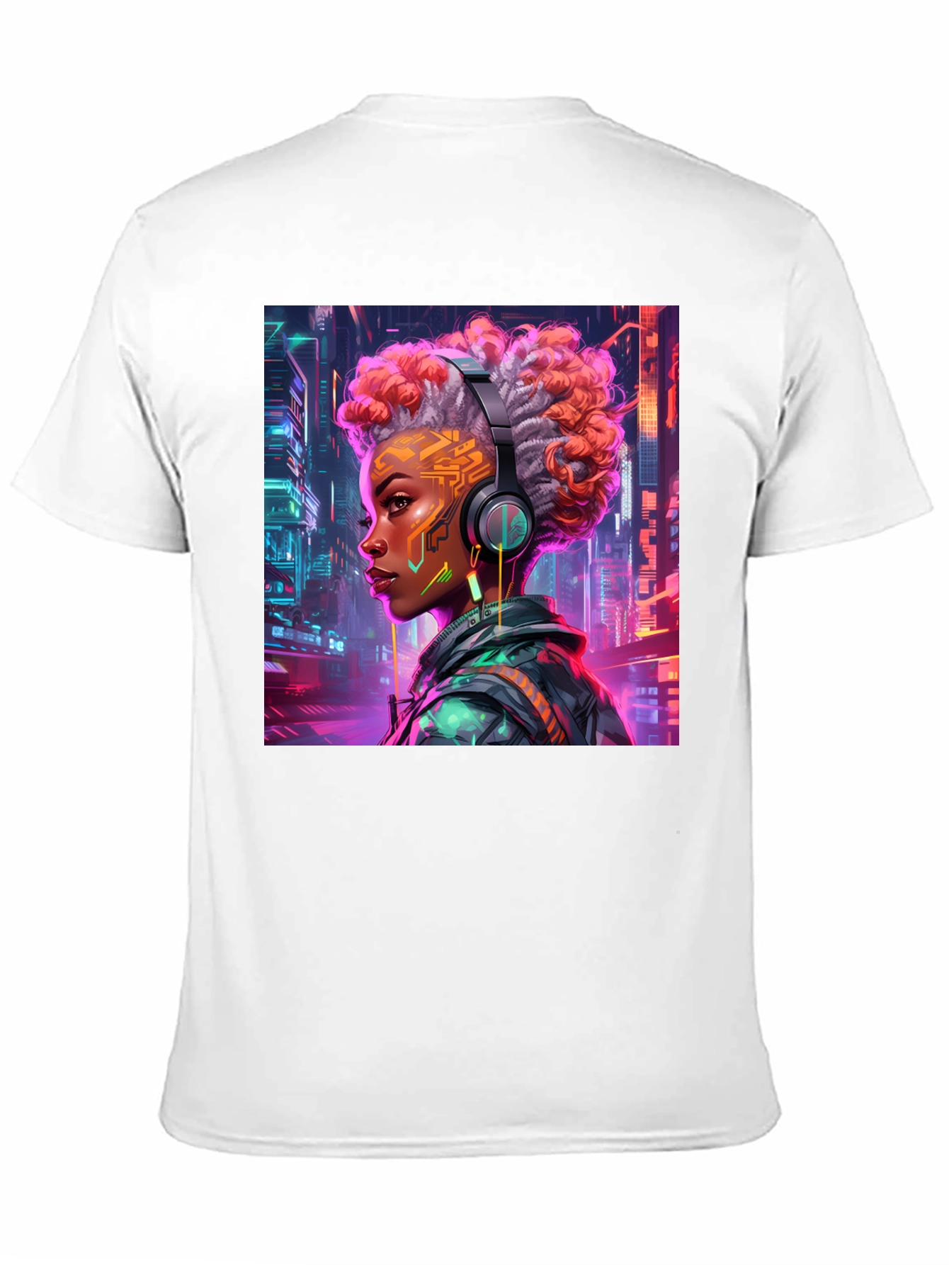 Black Cyberpunk Girl Graphic Tee - Futuristic Style view 11