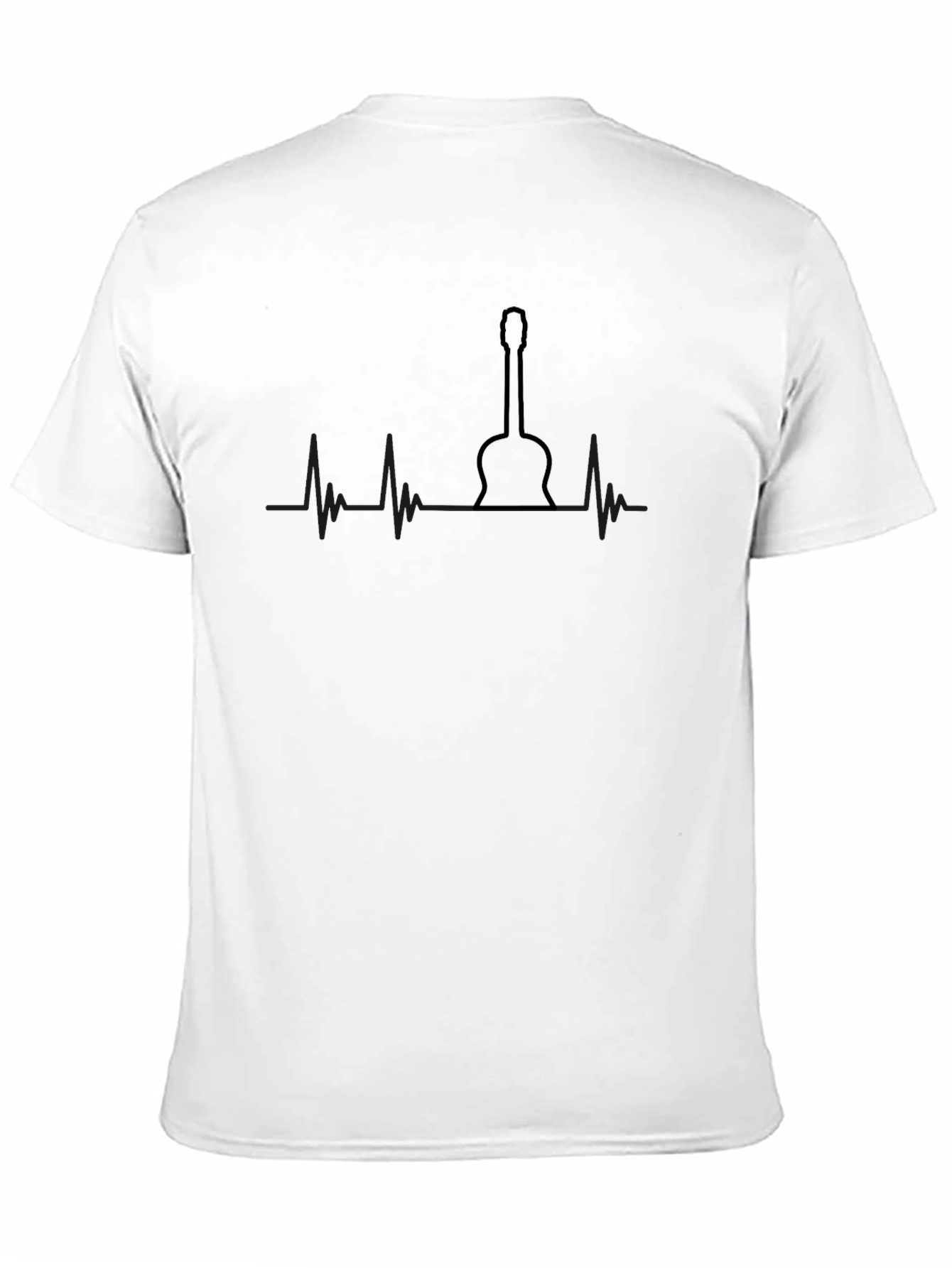 Black Guitar Heartbeat Black T-Shirt - Music Lover Tee view 11