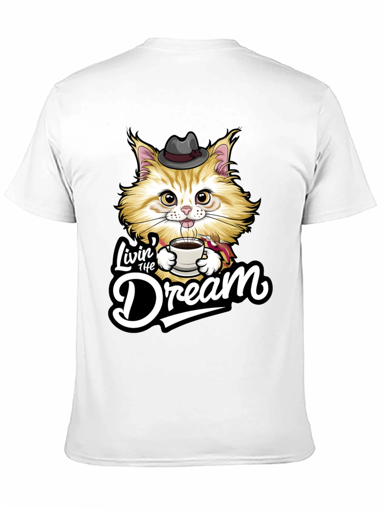 Black Livin' the Dream Cat Graphic T-Shirt view 11