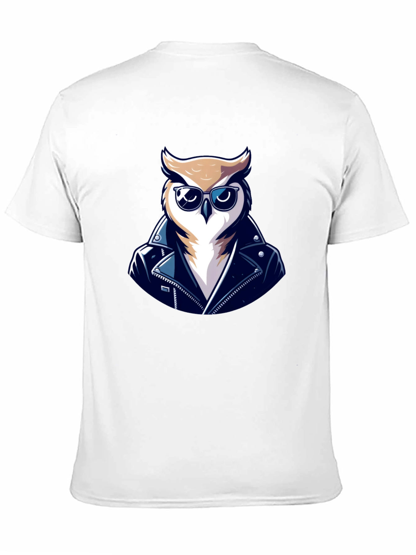 Black Cool Owl Biker T-Shirt - Black Cotton Tee view 11
