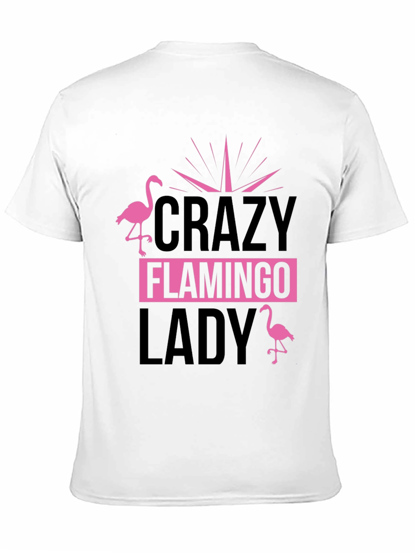 Black Crazy Flamingo Lady T-Shirt - Black Cotton Tee view 11