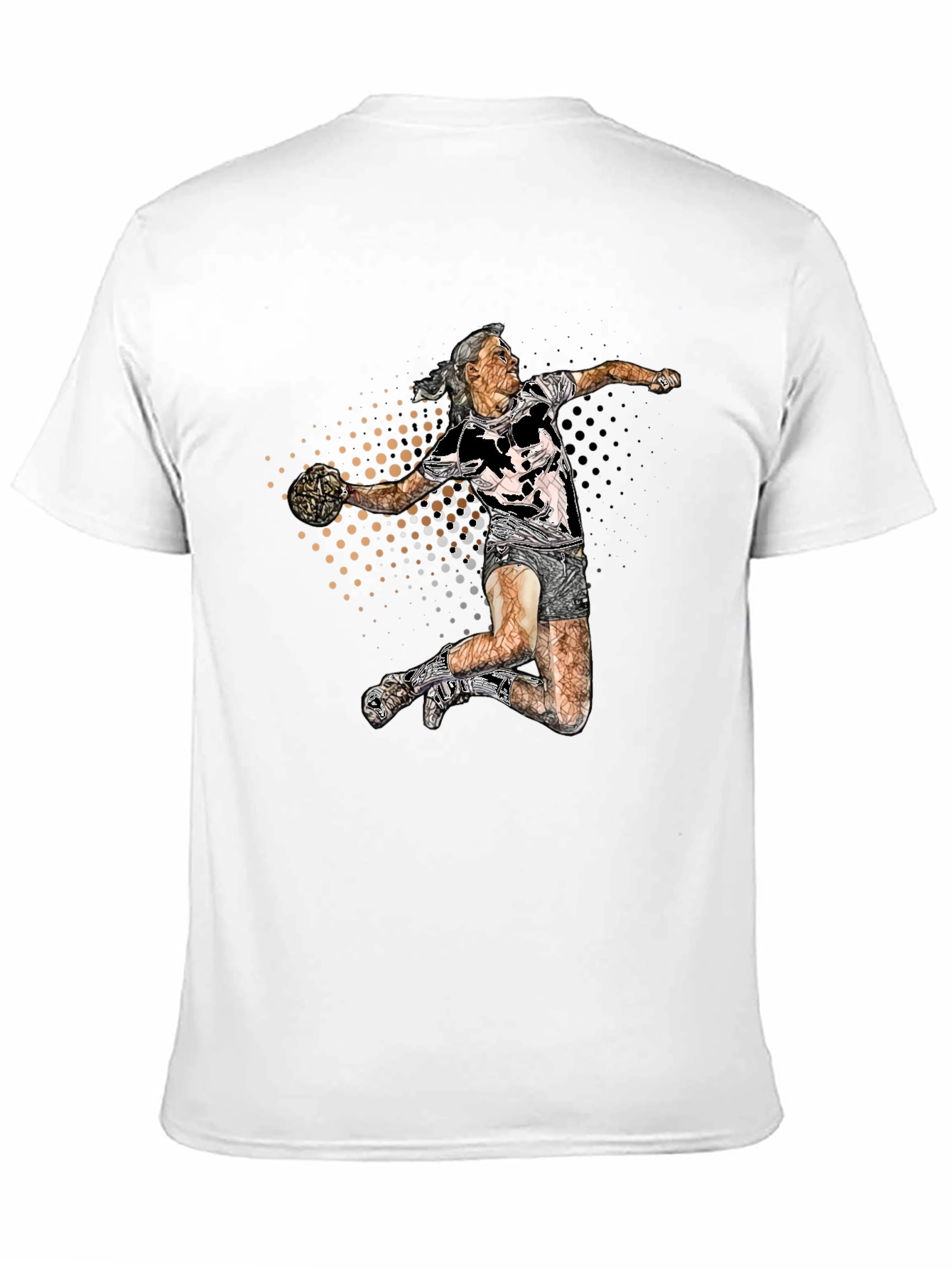 Black Handball Player Graphic Tee - Black Cotton Blend Shirt view 11