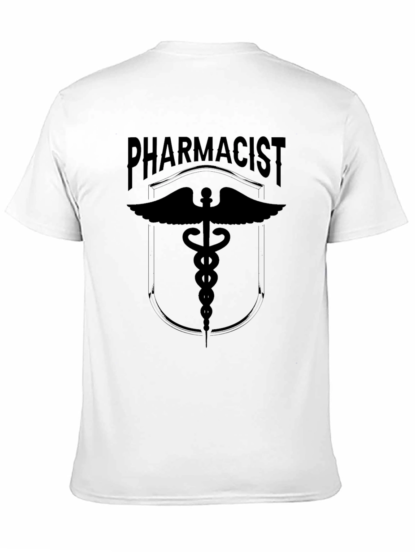 Black Pharmacist Caduceus Symbol Graphic Tee - Black Cotton Shirt view 11