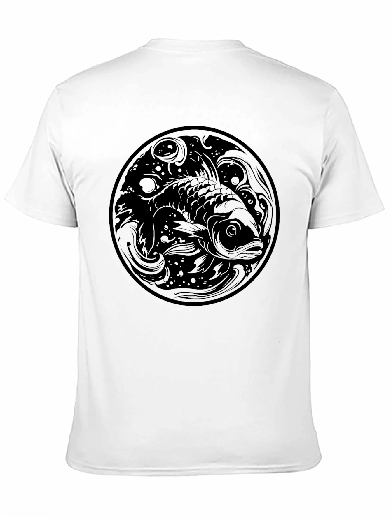 Black Koi Fish Graphic Print Black T-Shirt view 11