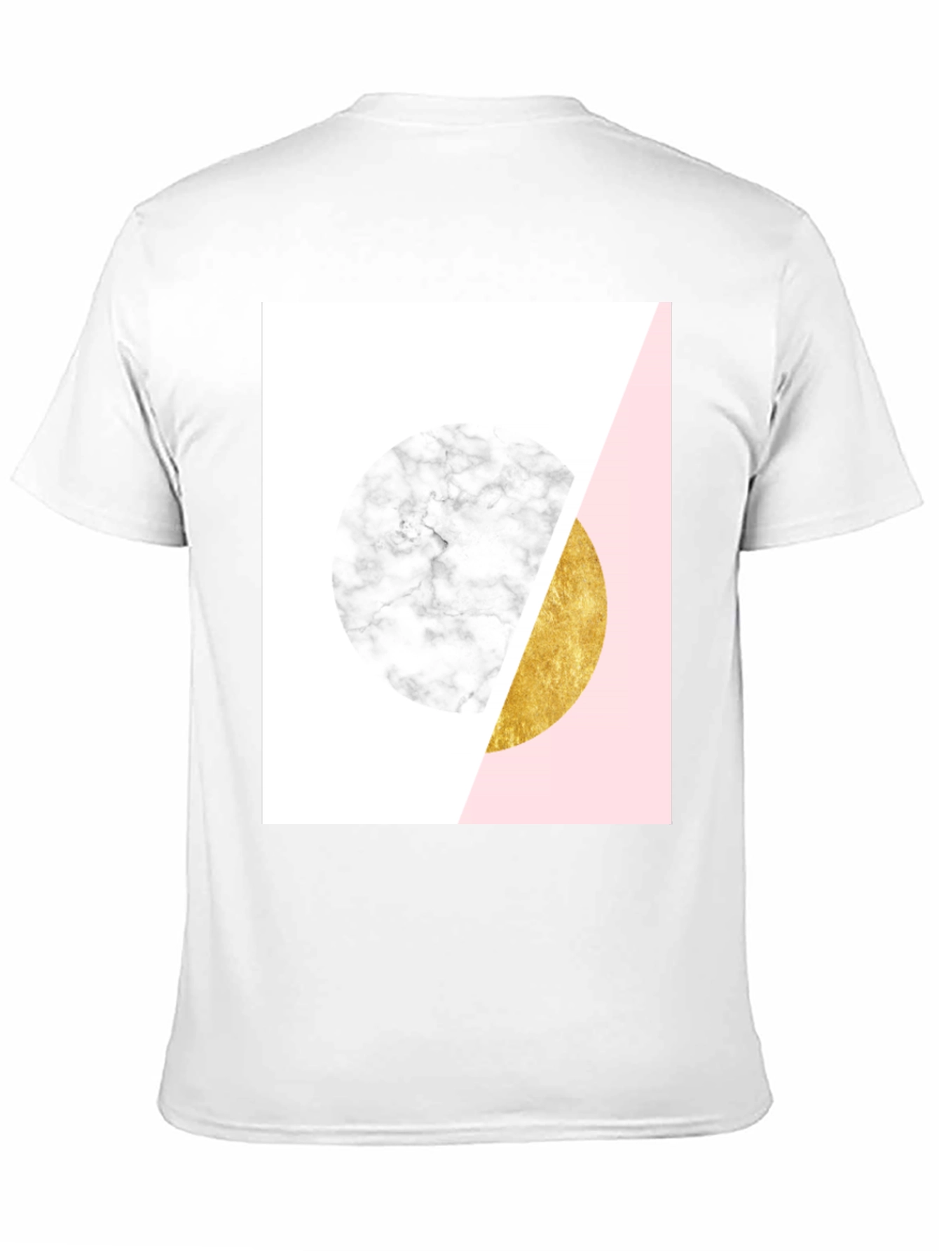 Black Geometric Marble and Gold Circle T-Shirt view 11