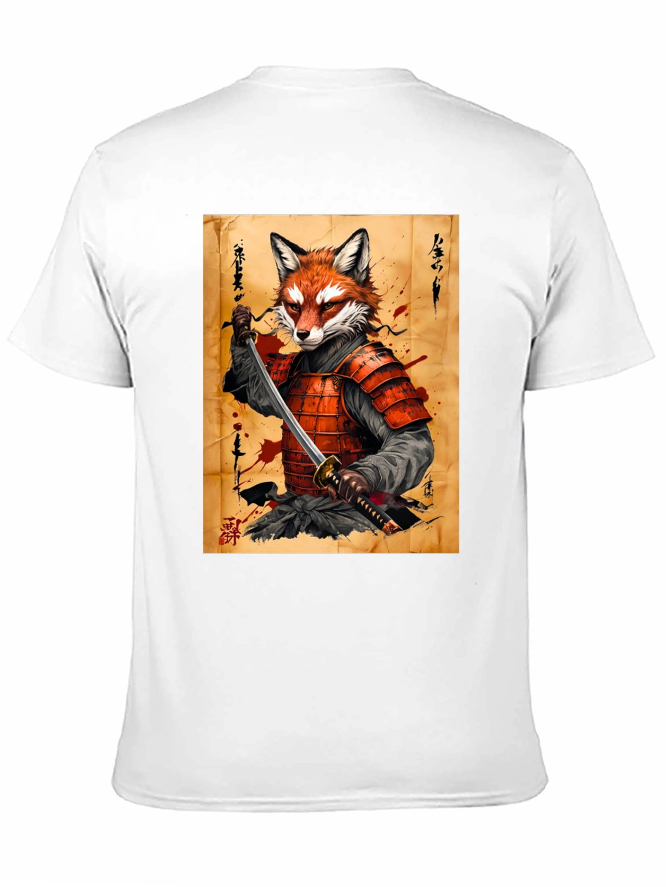 Black Fox Samurai Graphic T-Shirt - Unique Design view 11