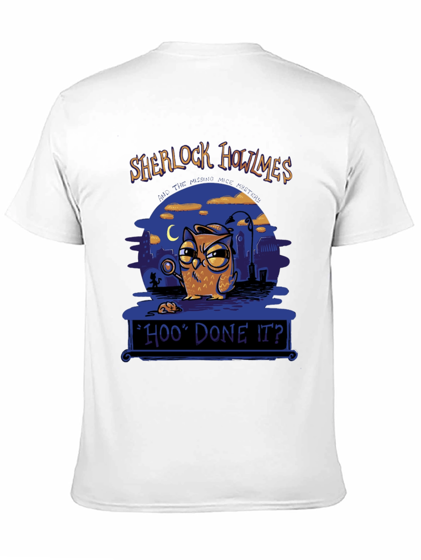 Black Sherlock Howlmes T-Shirt - Owl Detective Tee view 11