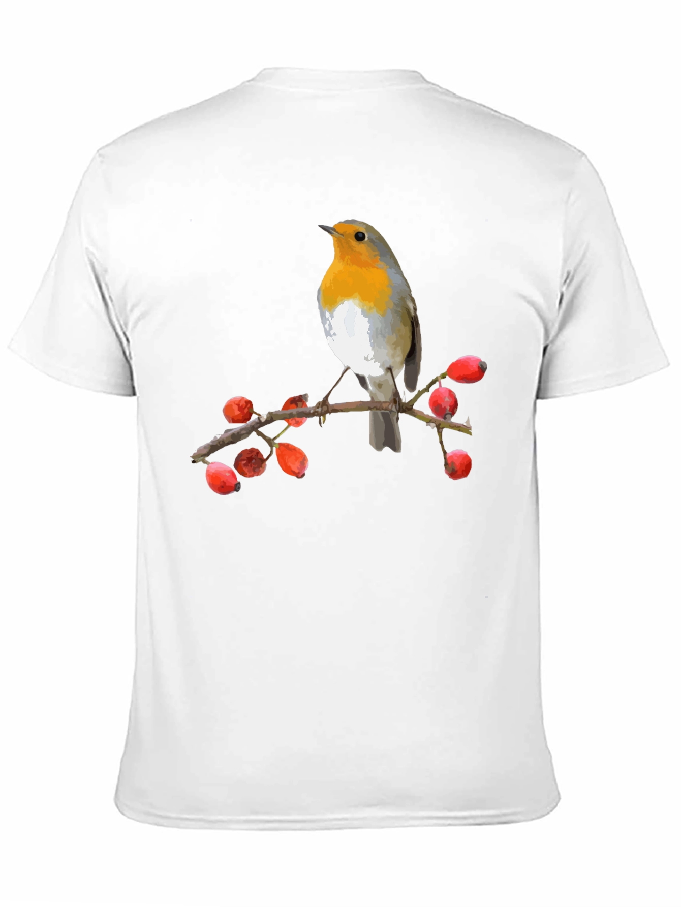 Black Robin Bird on Branch T-Shirt view 11