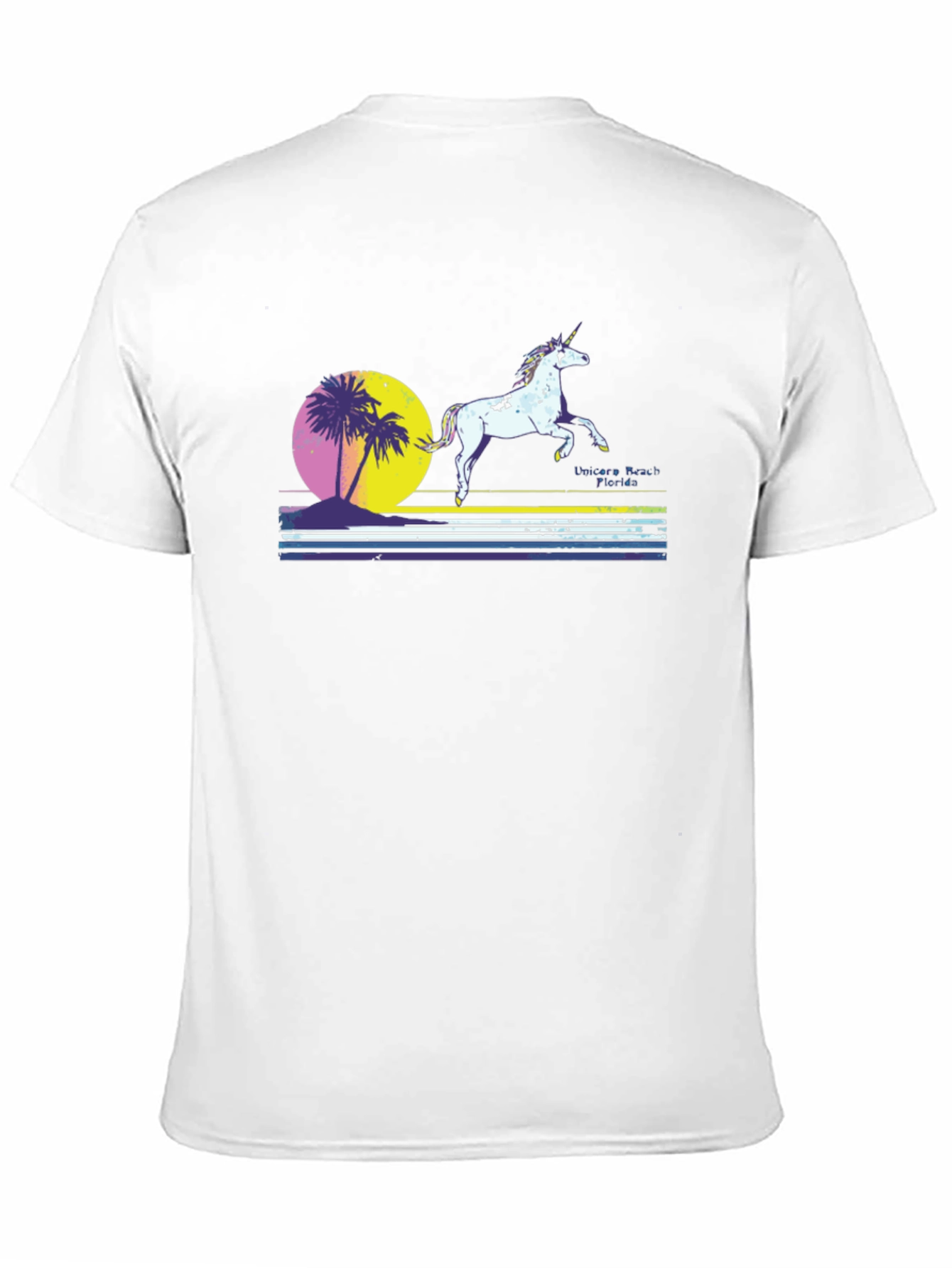 Black Unicorn Beach Florida Men's Black T-Shirt view 11