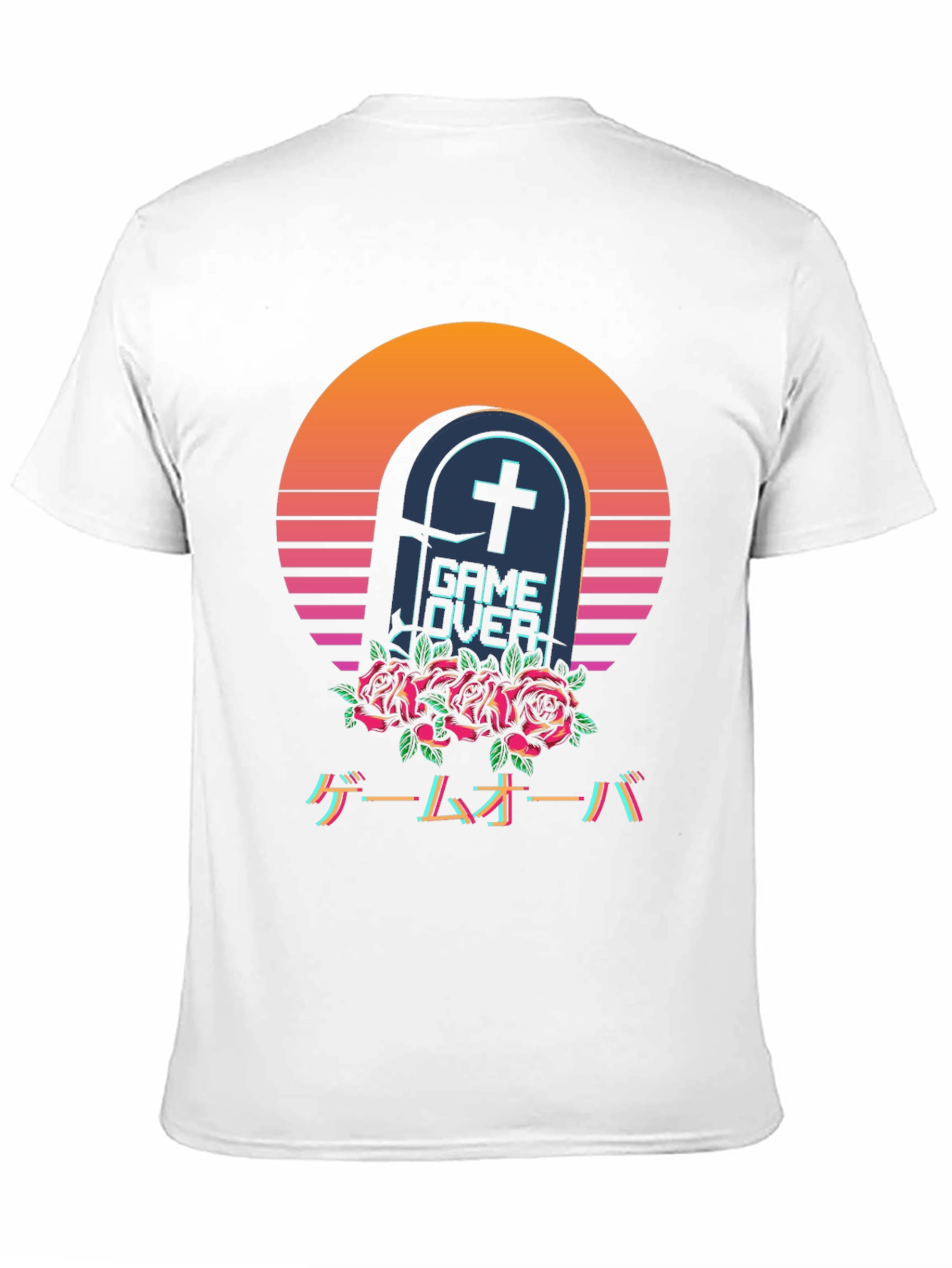 Black Game Over Tombstone T-Shirt - Vaporwave Aesthetic view 11