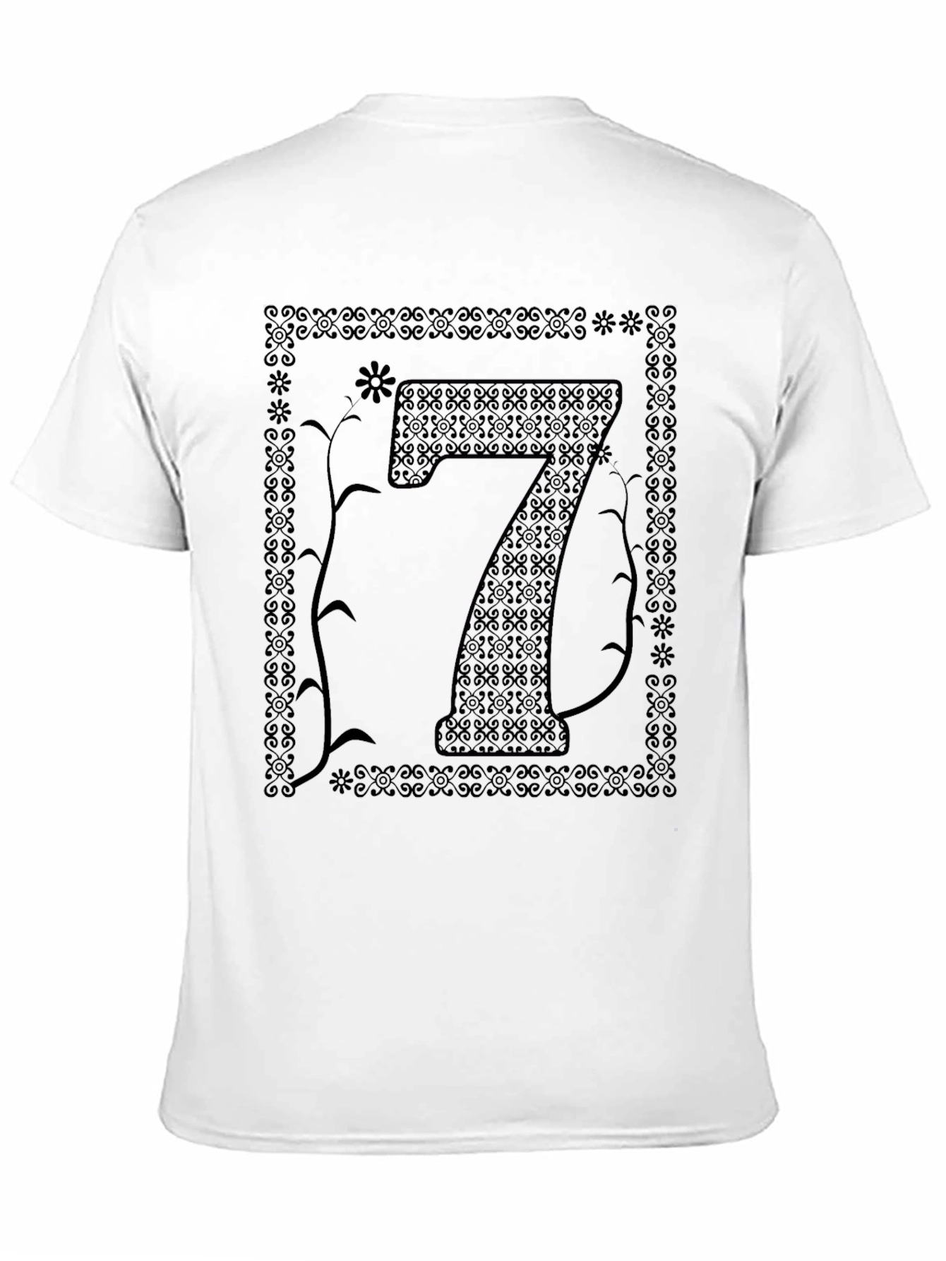 Black Lucky Number Seven Graphic Tee - Unisex Black T-Shirt view 11
